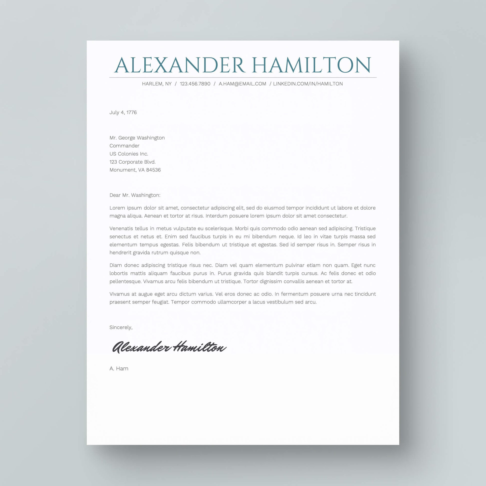 Resume Template: Alexander Hamilton - MioDocs