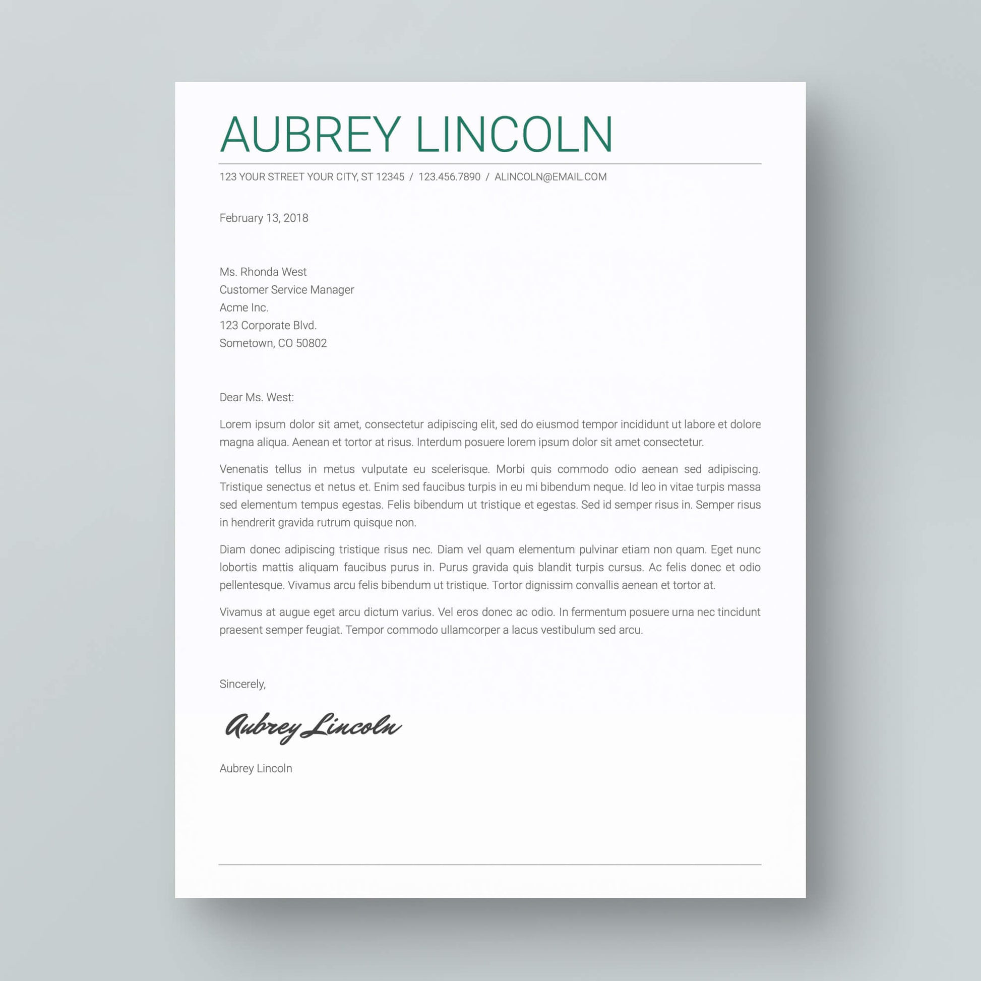 Resume Template: Aubrey Lincoln - MioDocs