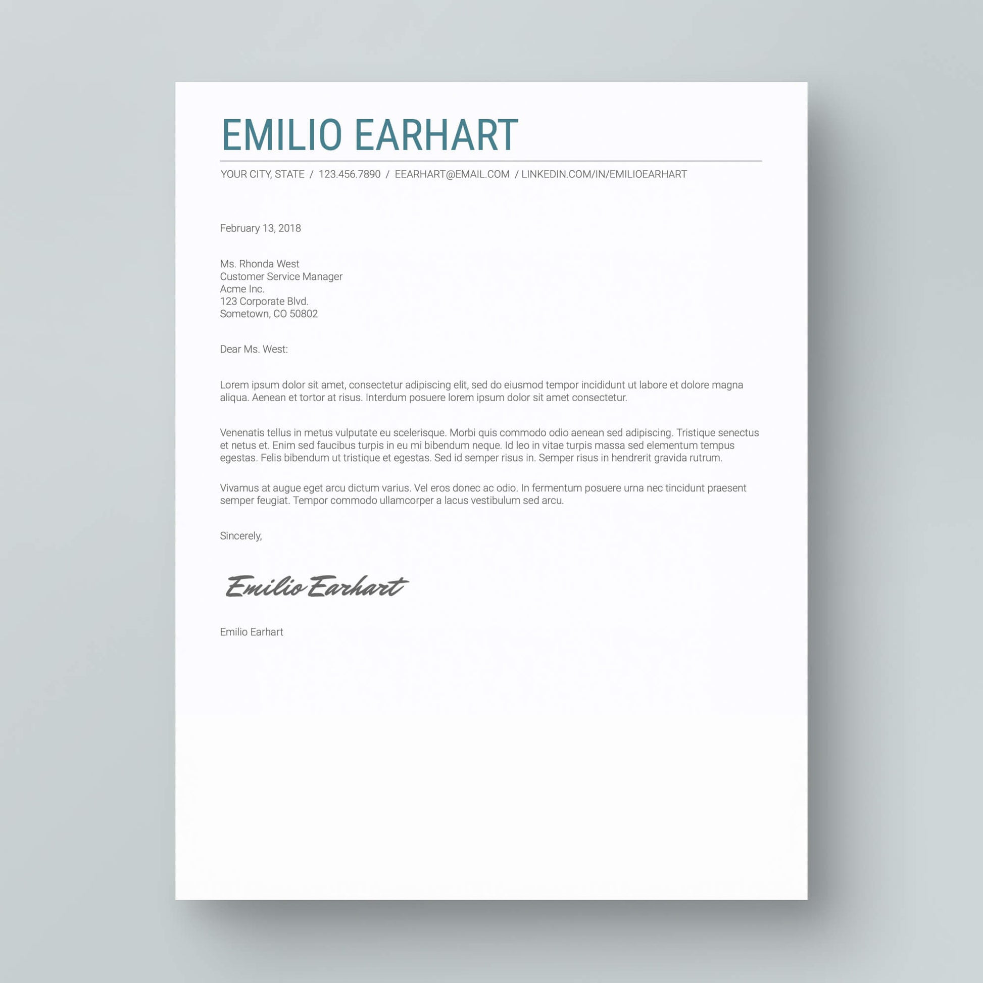 Resume Template: Emilio Earhart - MioDocs