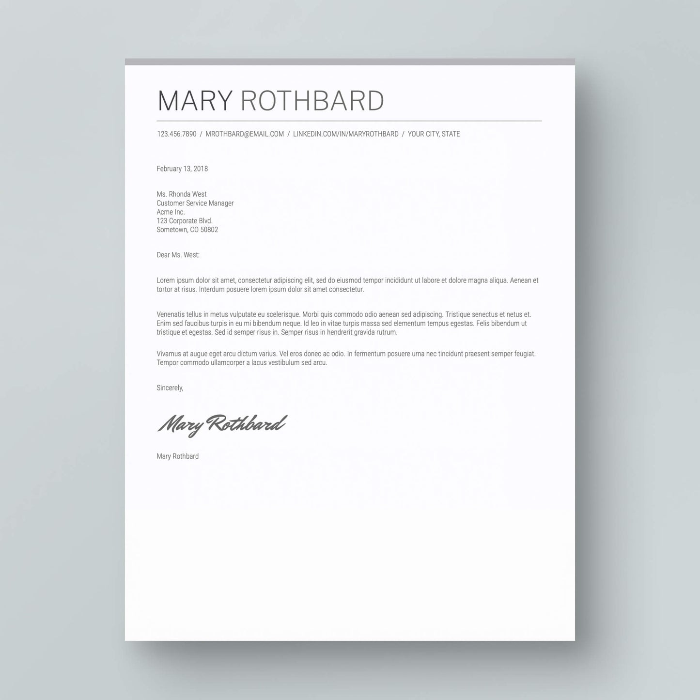 Resume Template: Mary Rothbard - MioDocs