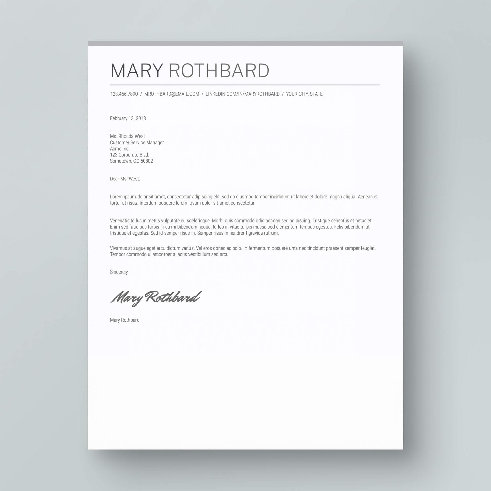 Resume Template: Mary Rothbard - MioDocs