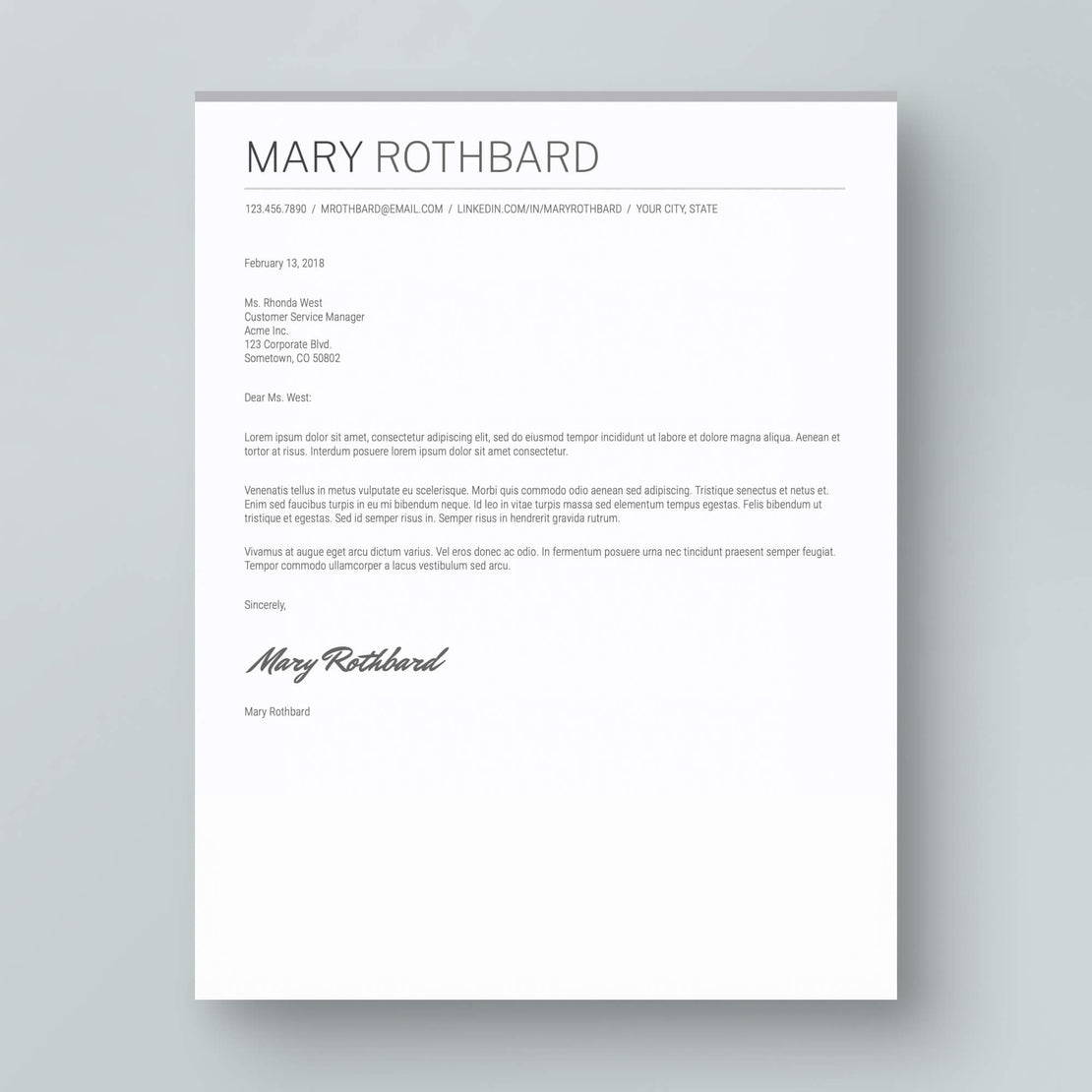 Resume Template: Mary Rothbard - MioDocs