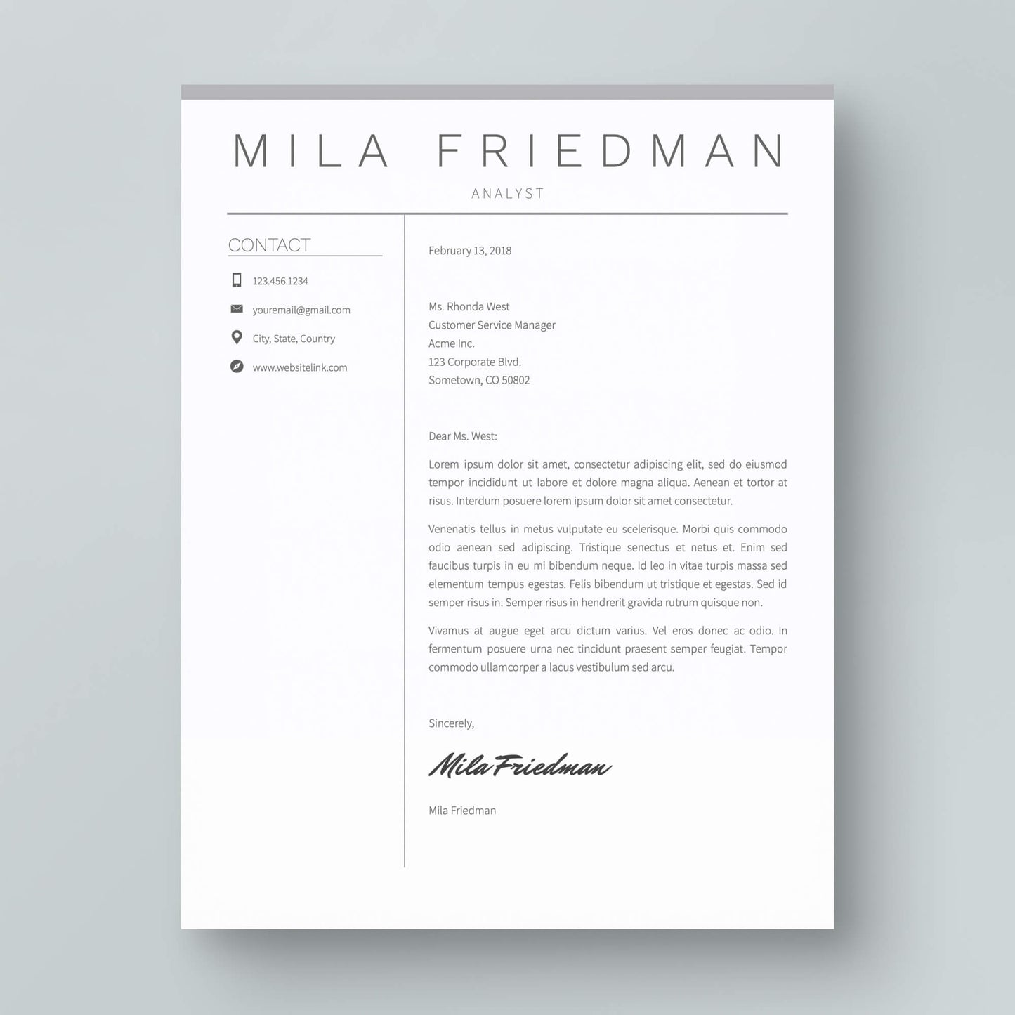 Resume Template: Mila Friedman - MioDocs