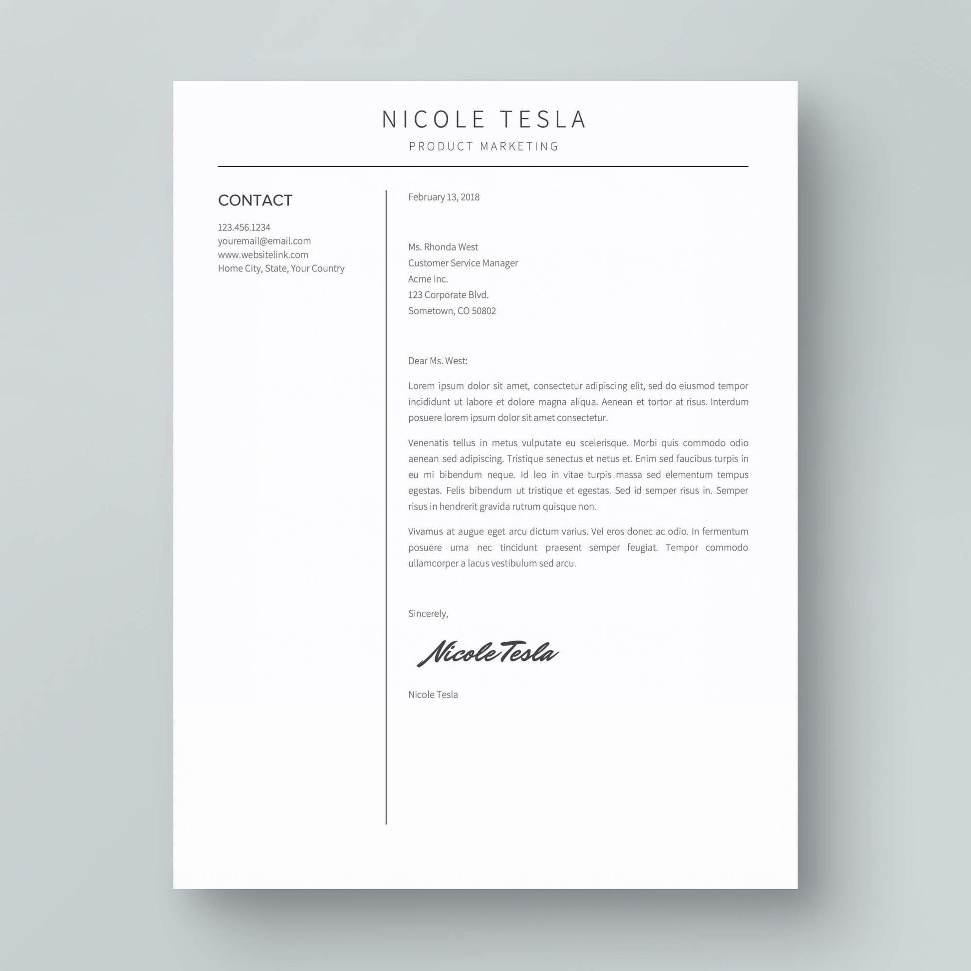 Resume Template: Nicole Tesla - MioDocs