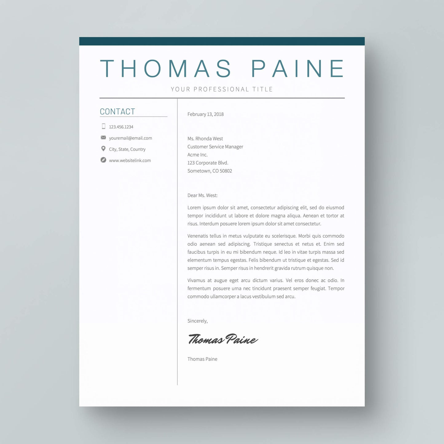 Resume Template: Thomas Paine - MioDocs