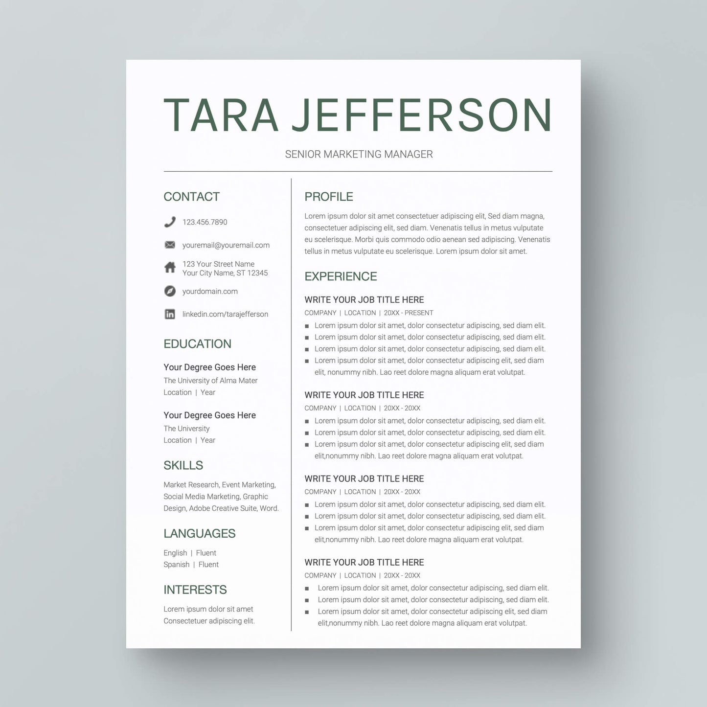 Resume Template: Tara Jefferson - MioDocs