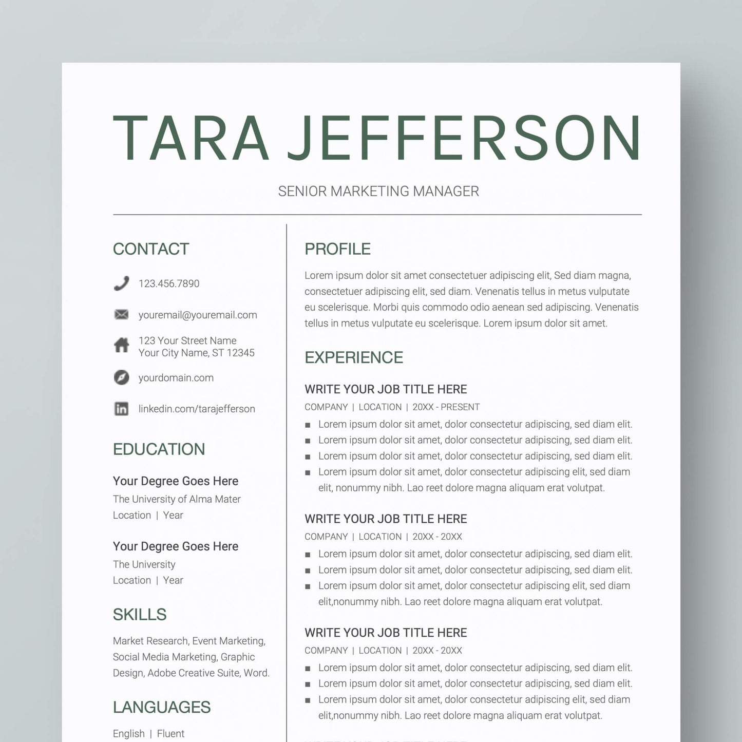 Resume Template: Tara Jefferson - MioDocs