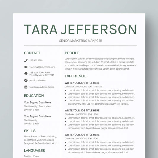 Resume Template: Tara Jefferson - MioDocs