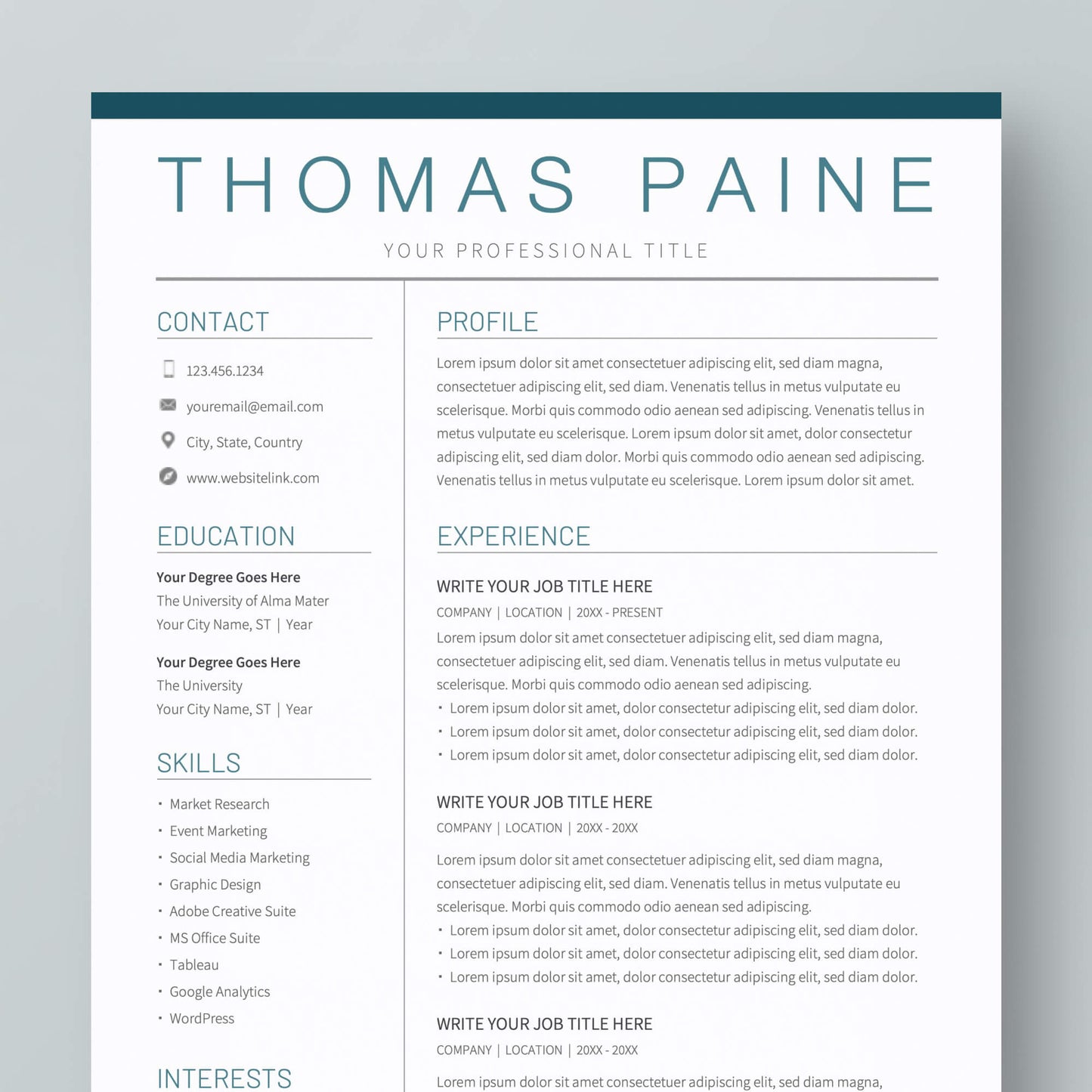 Resume Template: Thomas Paine - MioDocs