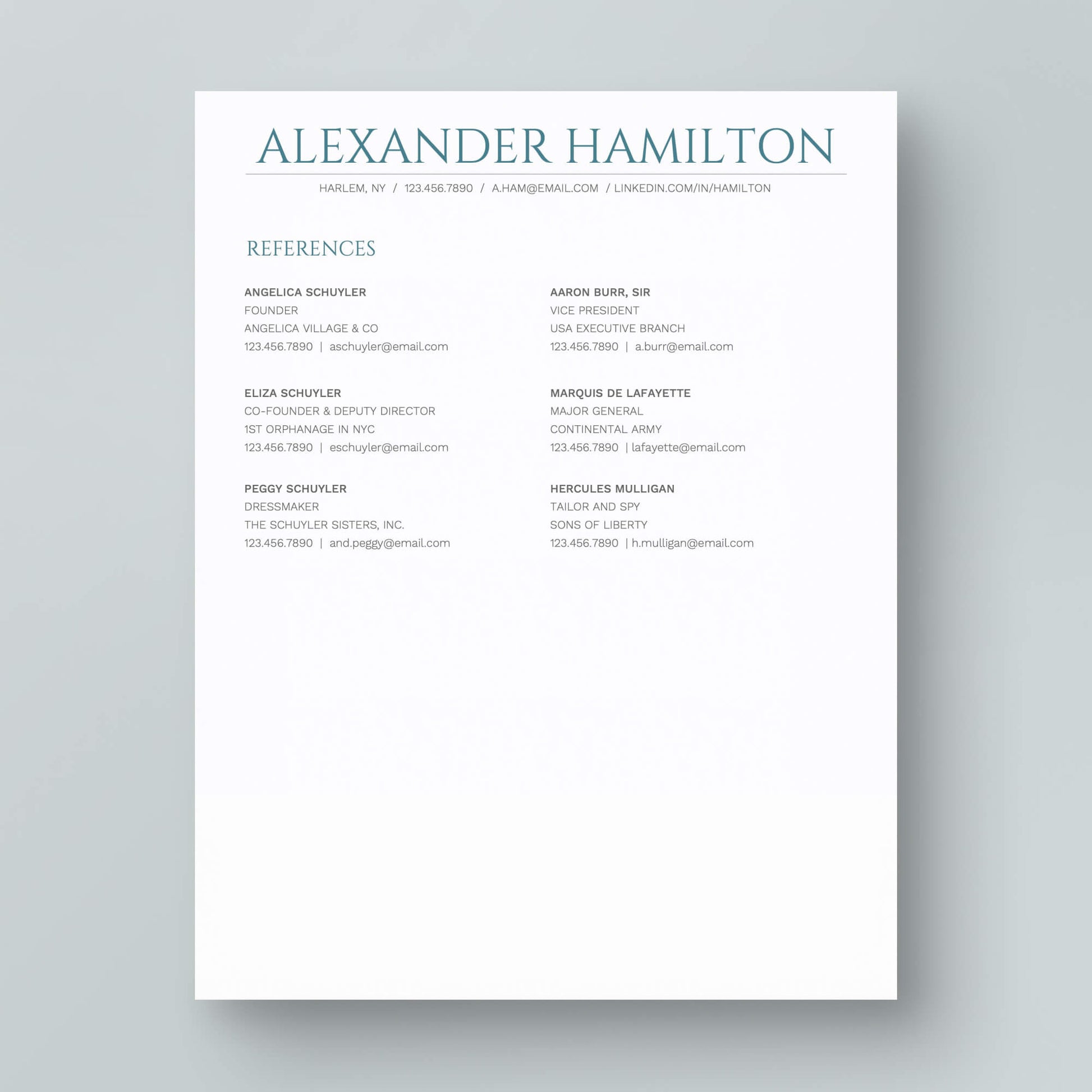 Resume Template: Alexander Hamilton - MioDocs