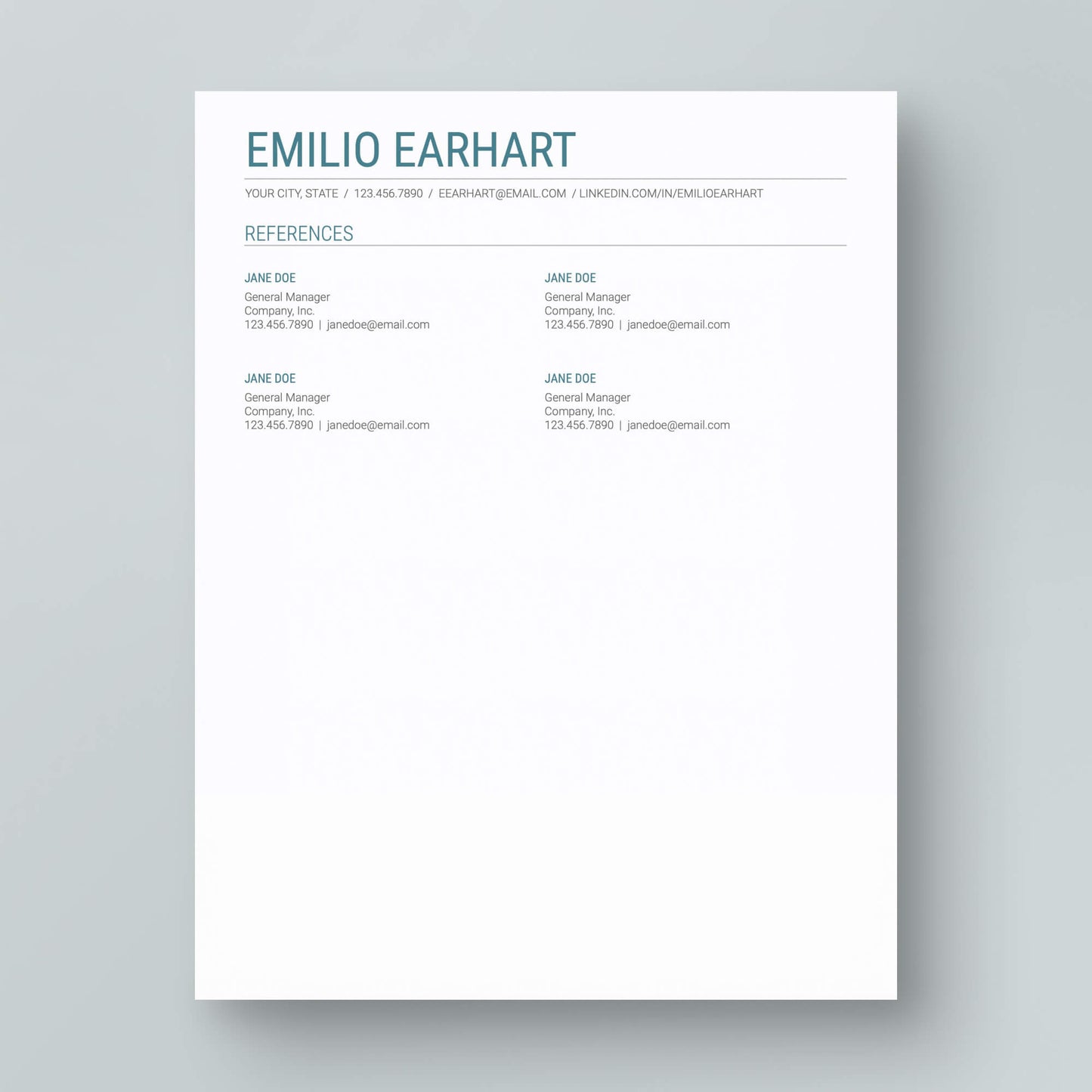 Resume Template: Emilio Earhart - MioDocs