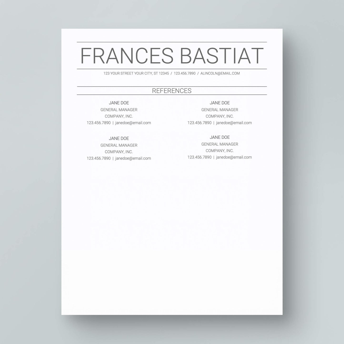 Resume Template: Frances Bastiat - MioDocs