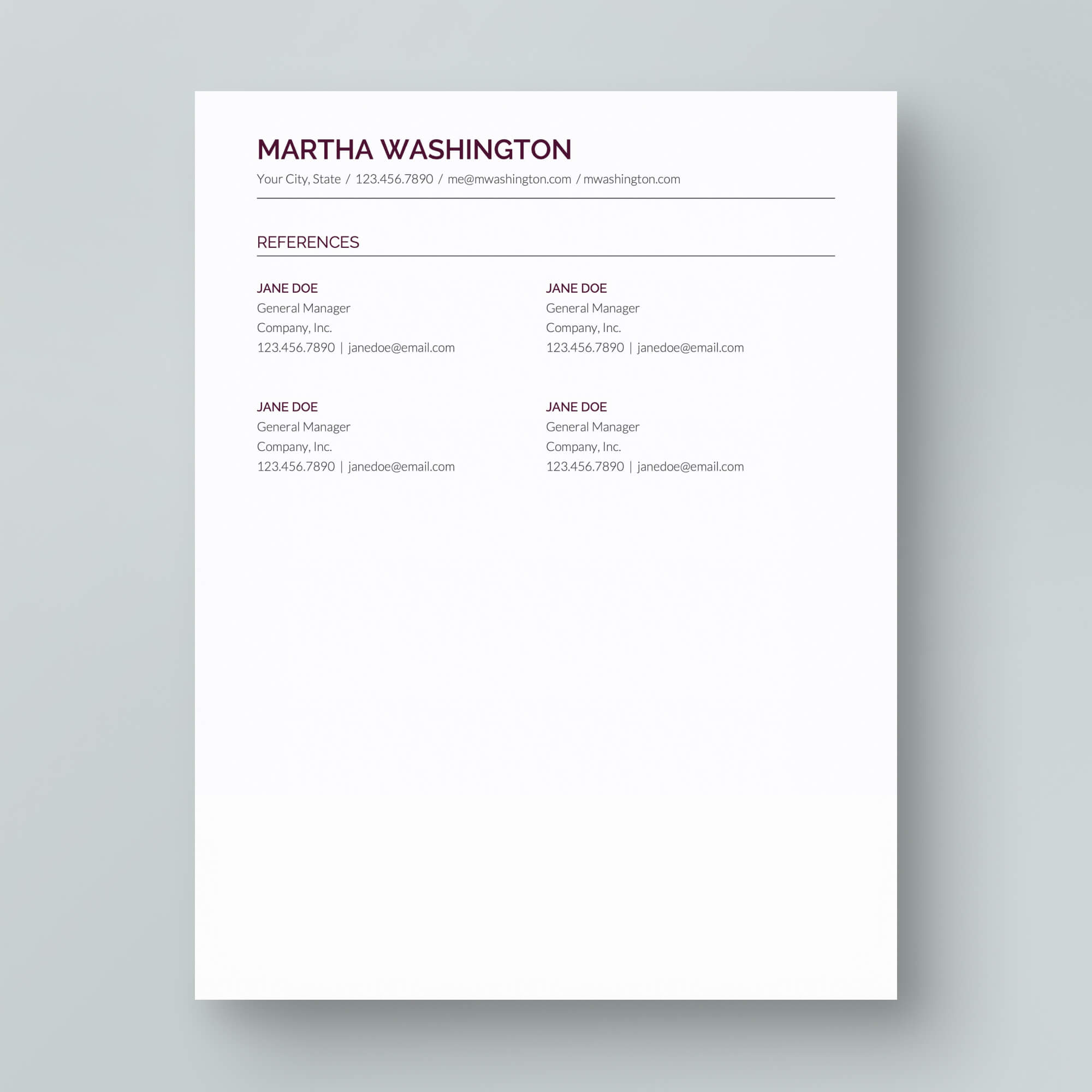 Resume Template: Martha Washington - MioDocs