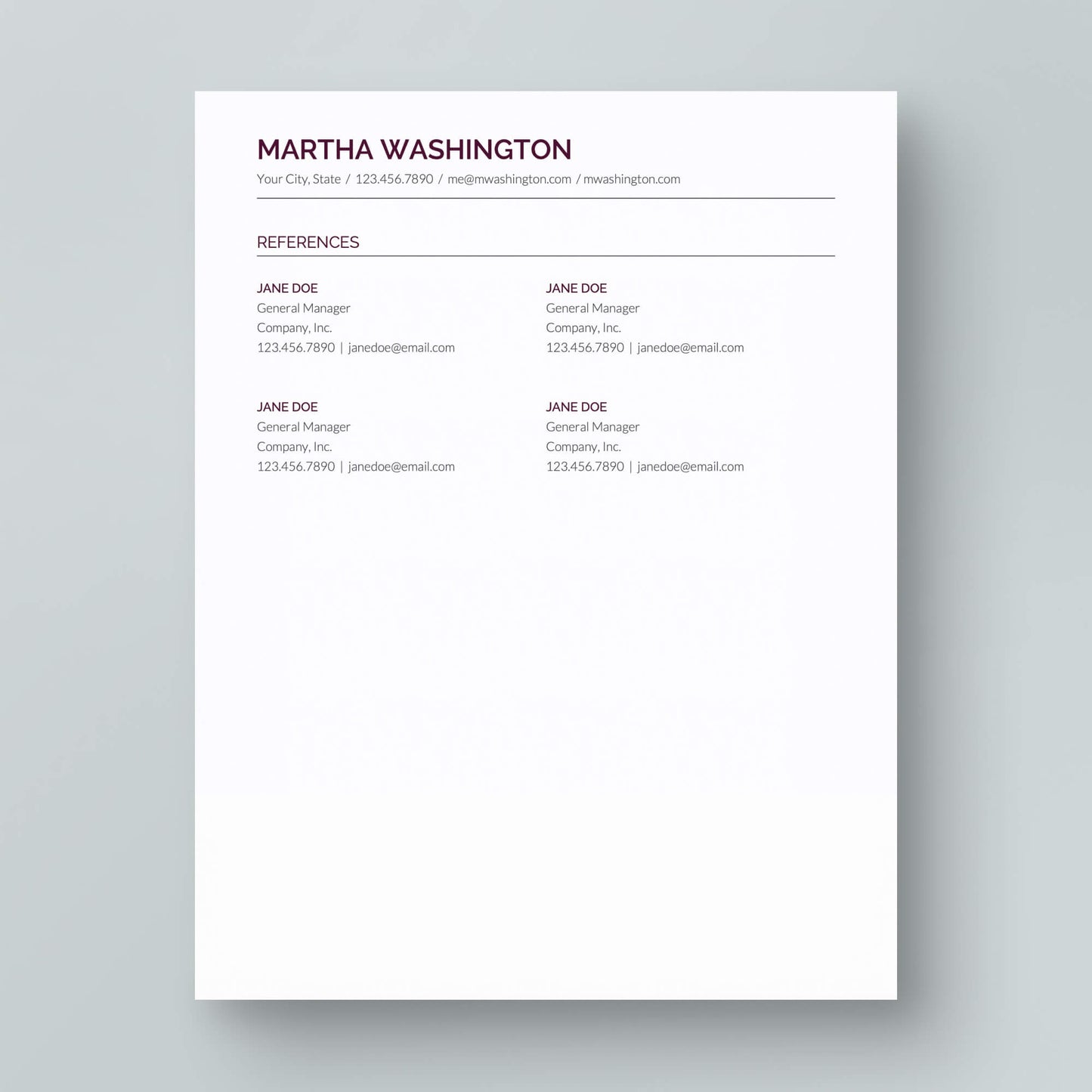 Resume Template: Martha Washington - MioDocs