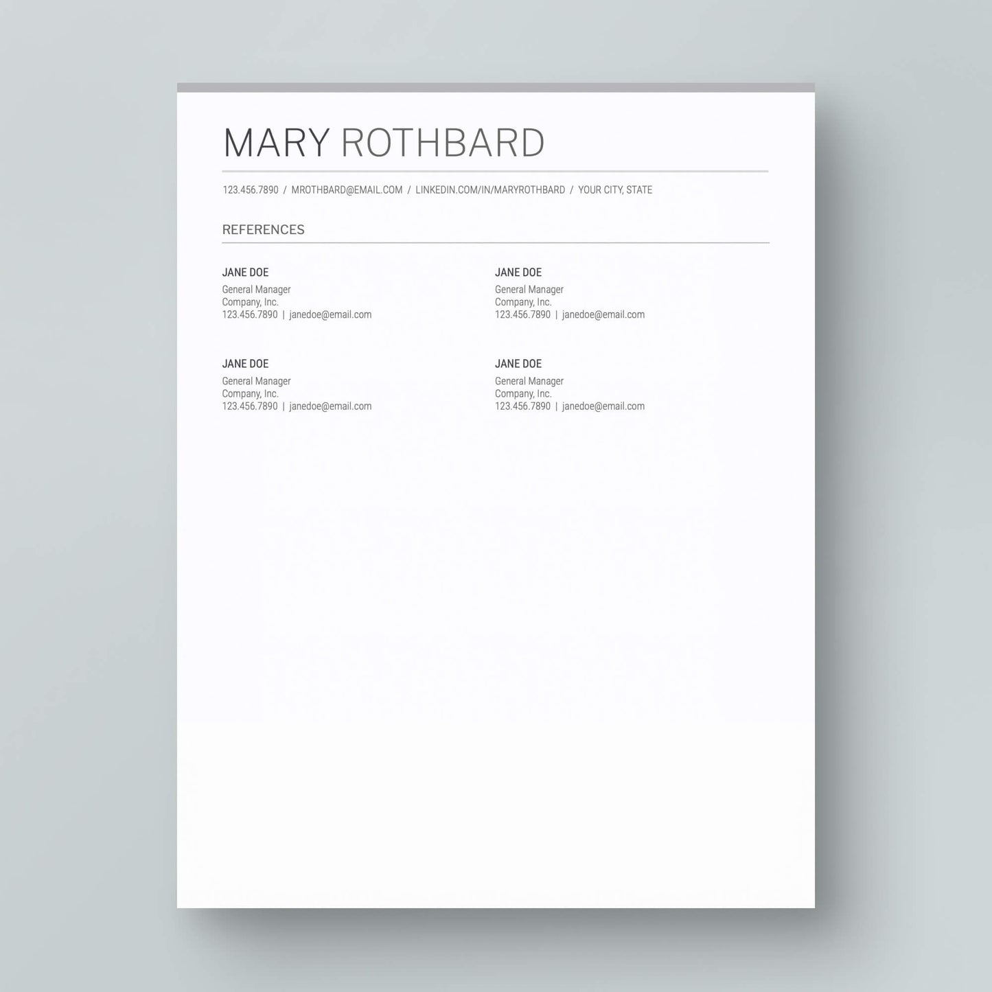Resume Template: Mary Rothbard - MioDocs