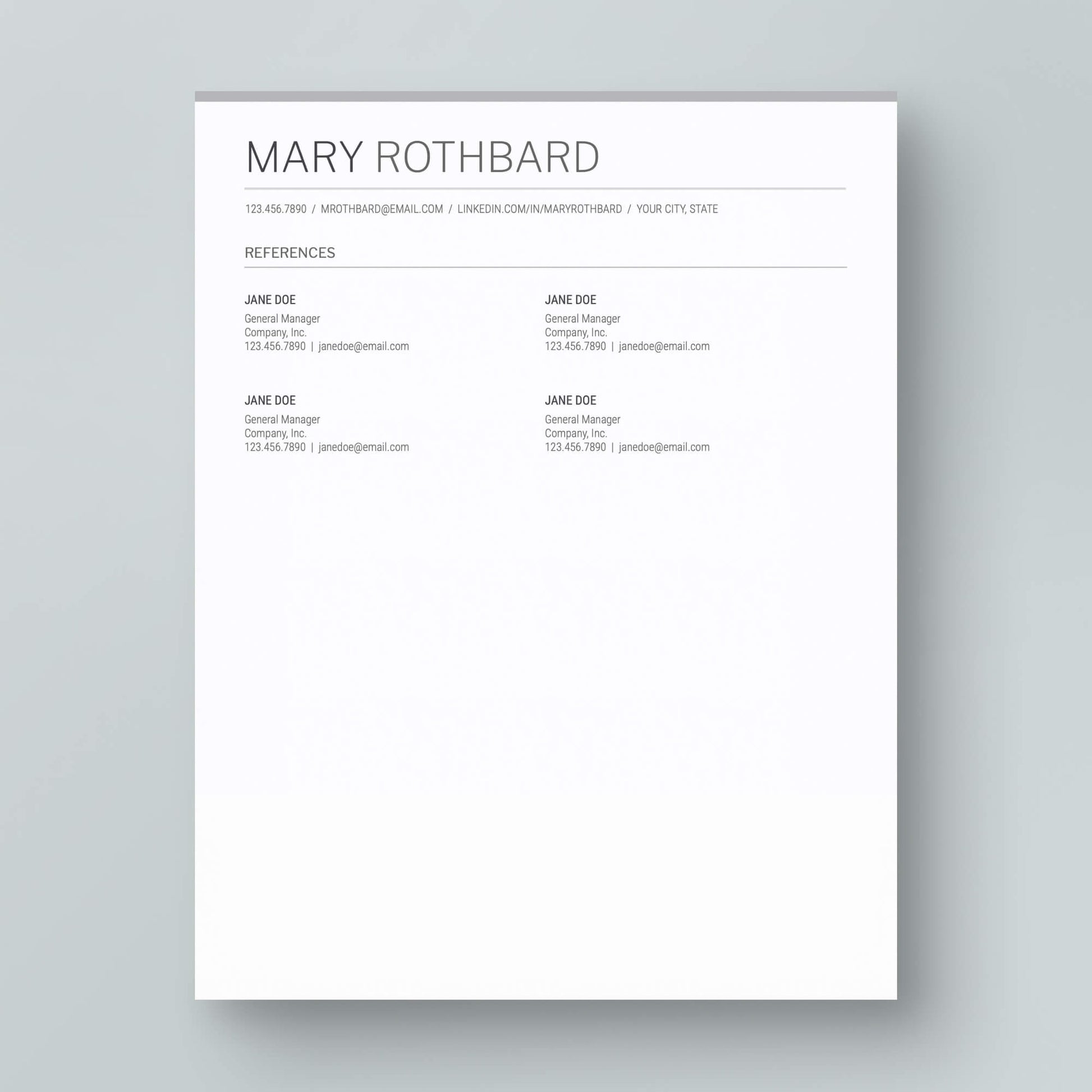 Resume Template: Mary Rothbard - MioDocs