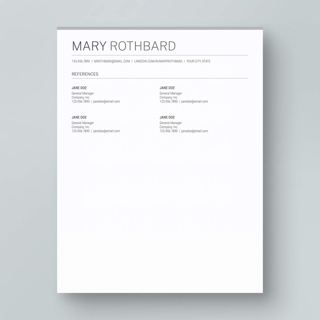 Resume Template: Mary Rothbard - MioDocs