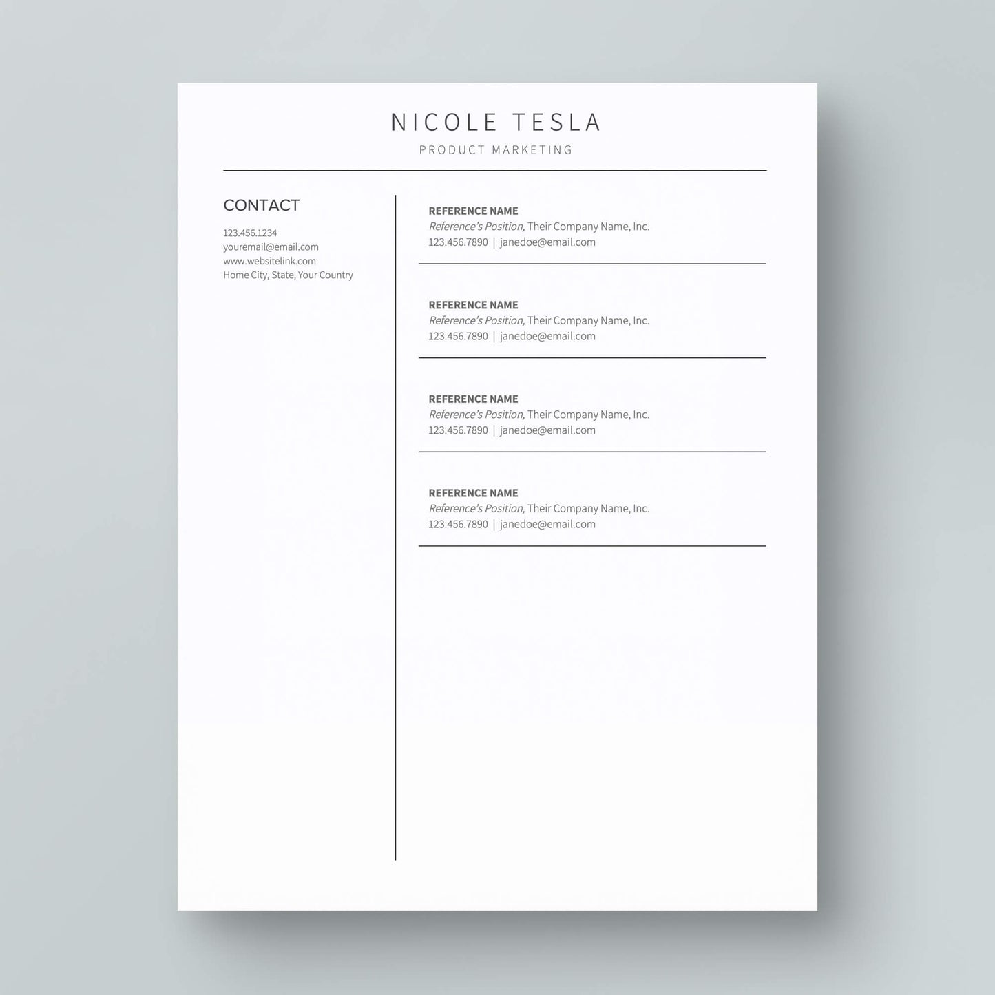 Resume Template: Nicole Tesla - MioDocs