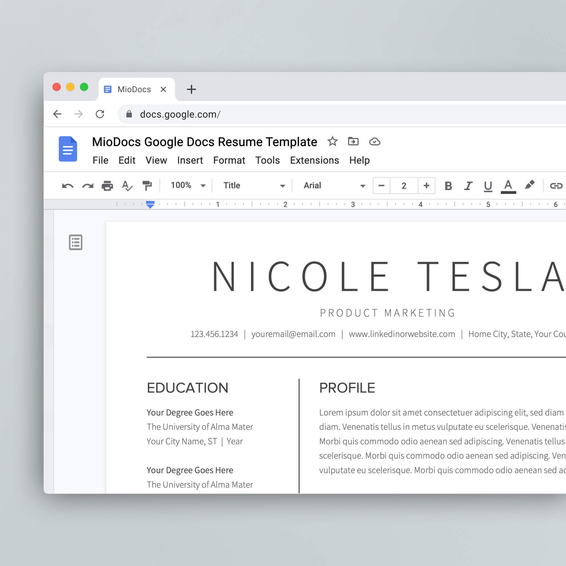 Google Docs Resume Template