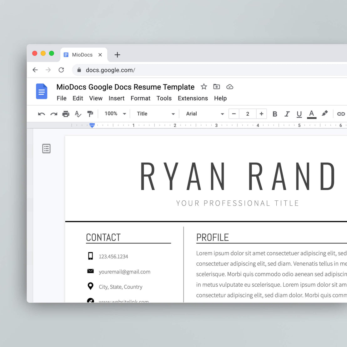 Resume Template: Ryan Rand - MioDocs