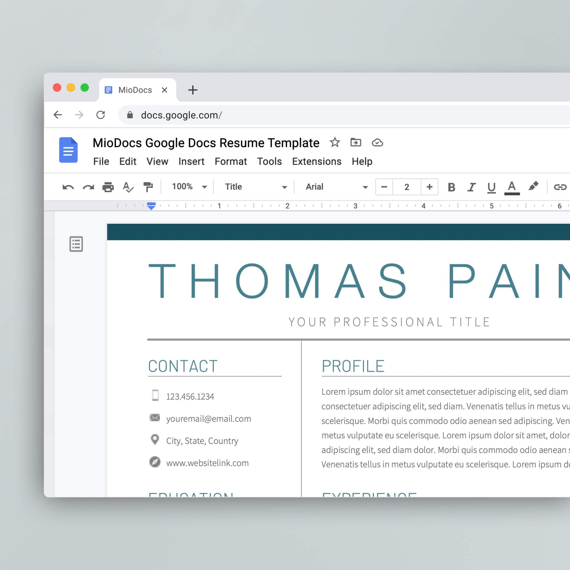 Resume Template: Thomas Paine - MioDocs