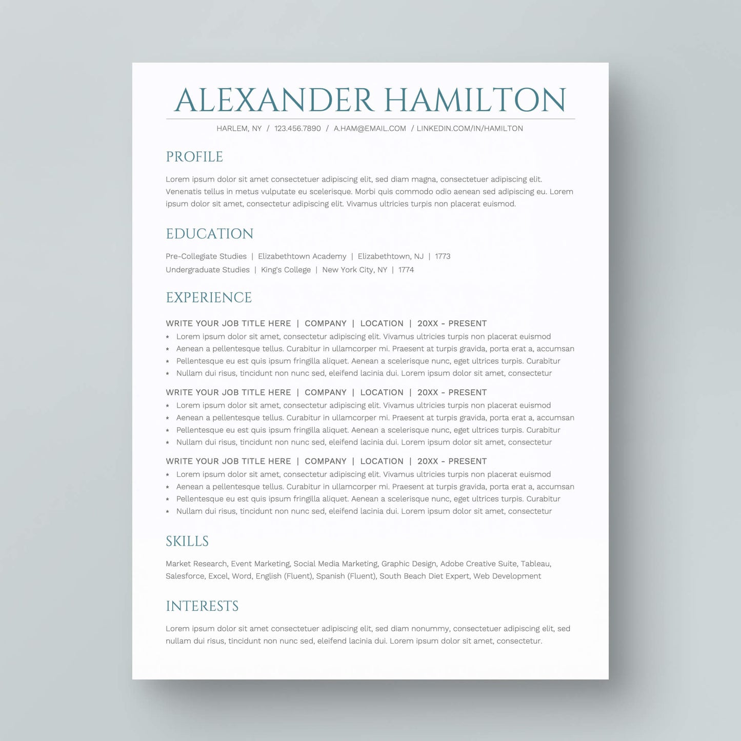 Resume Template: Alexander Hamilton - MioDocs