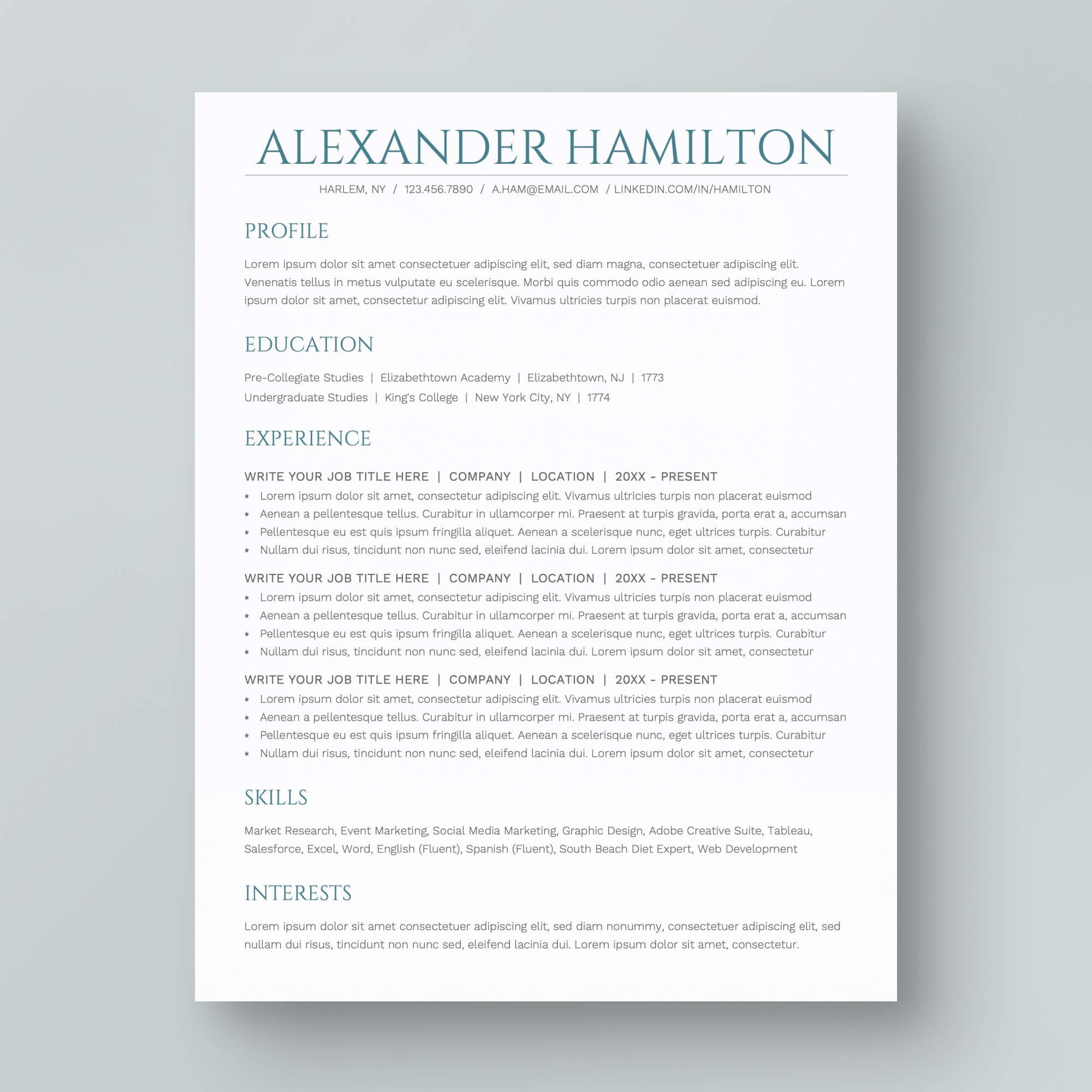 Resume Template: Alexander Hamilton - MioDocs