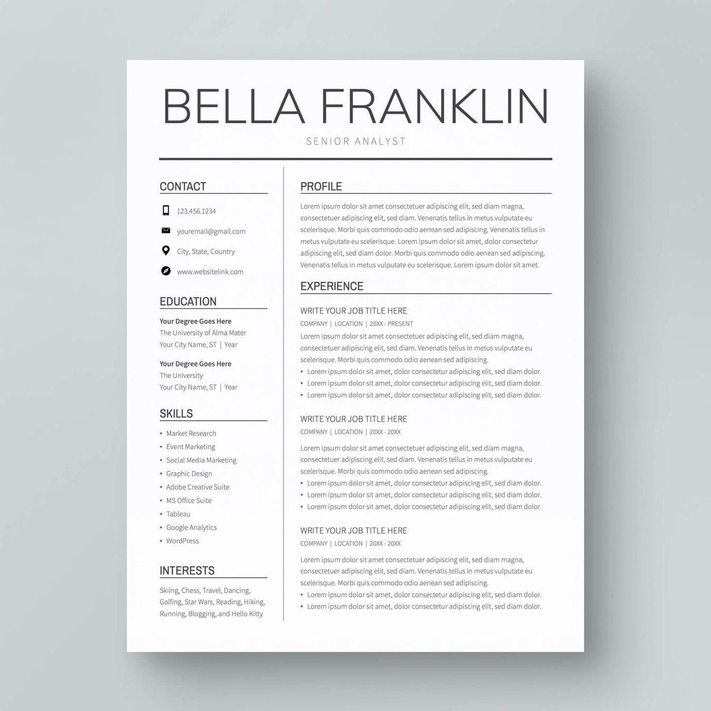 Resume Template: Bella Franklin - MioDocs