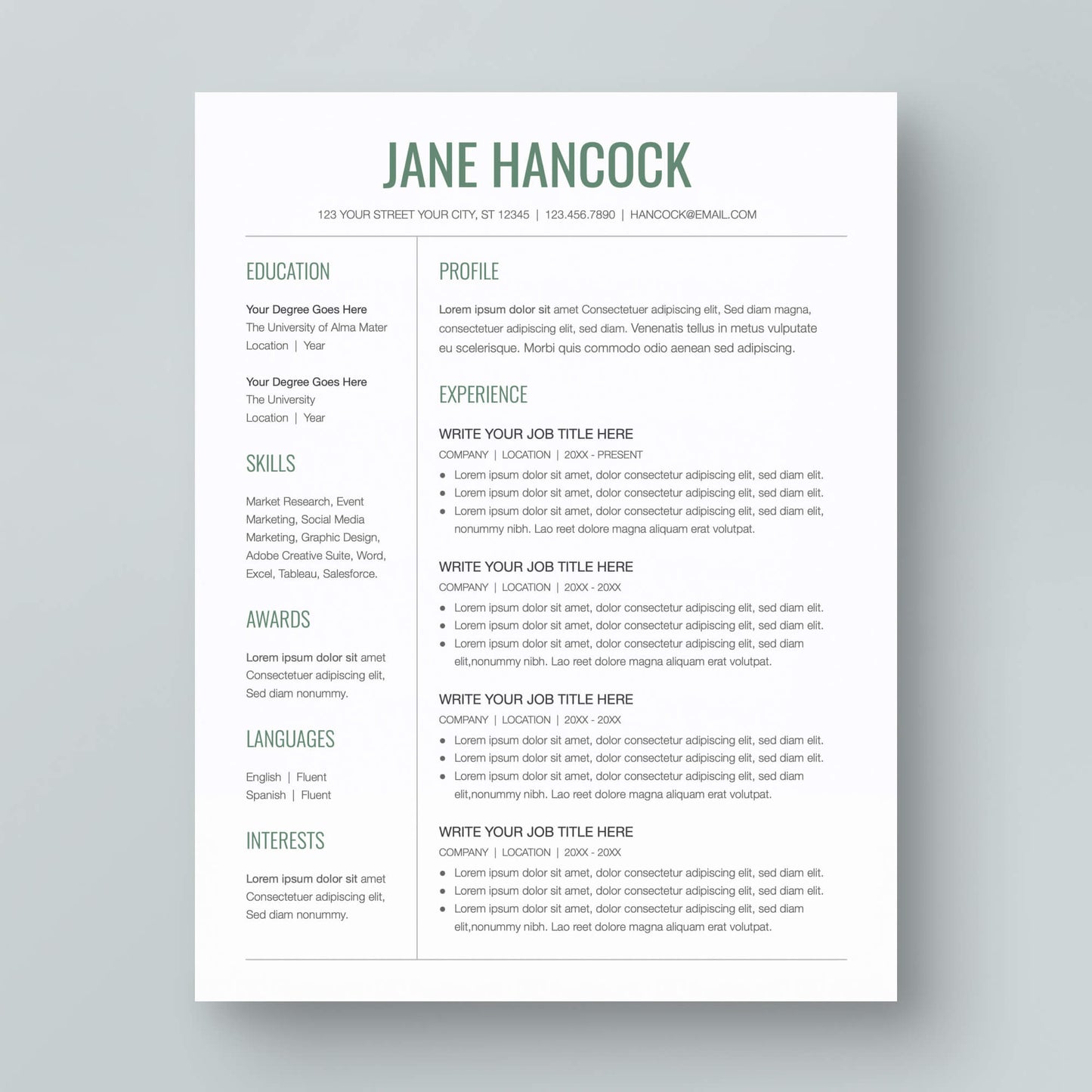 Resume Template: Jane Hancock - MioDocs