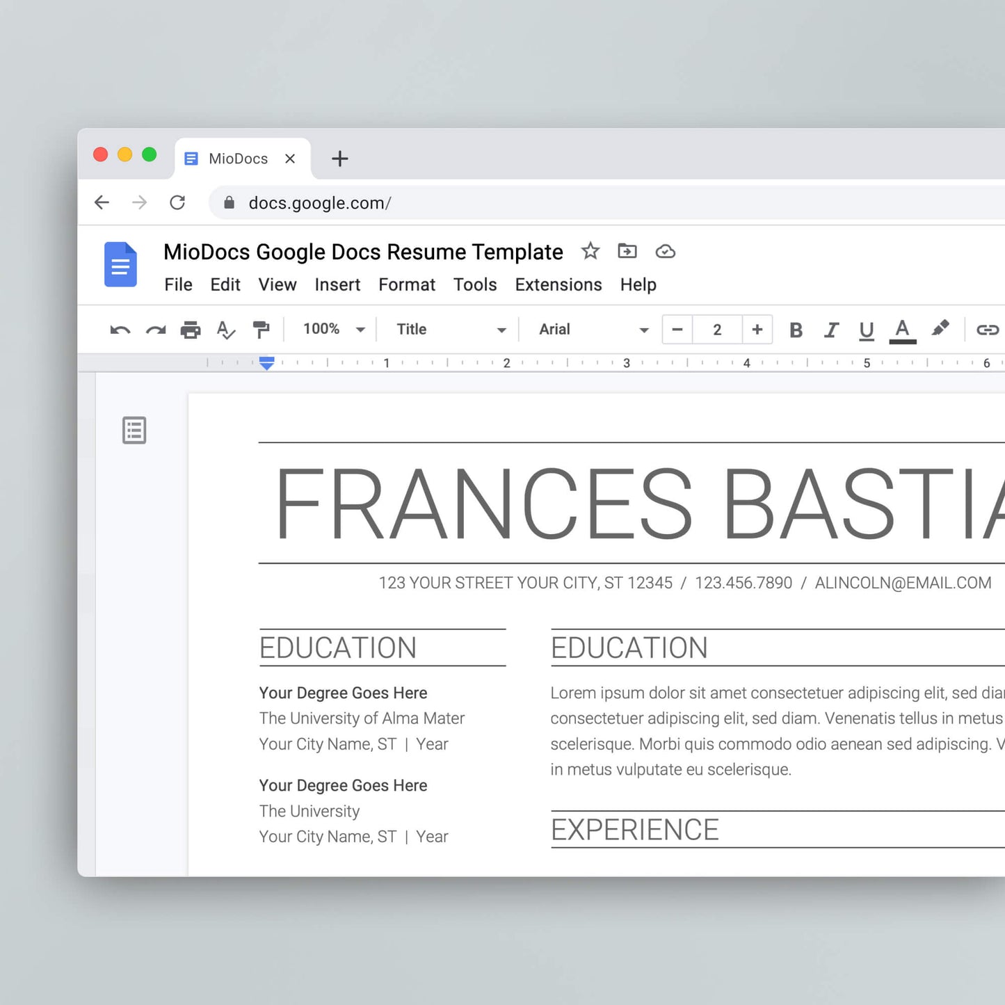 Resume Template: Frances Bastiat - MioDocs
