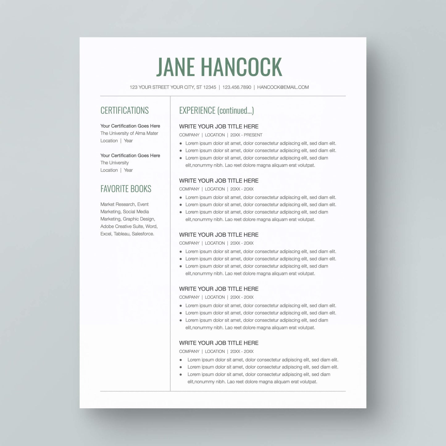 Resume Template: Jane Hancock - MioDocs