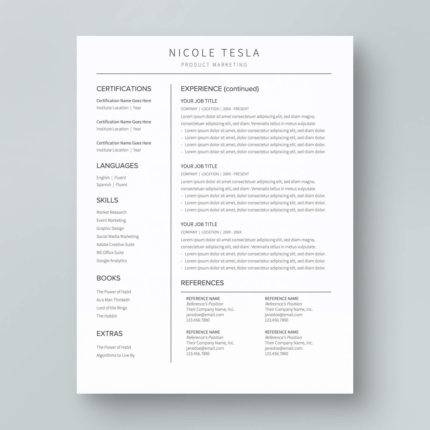 Resume Template: Nicole Tesla - MioDocs