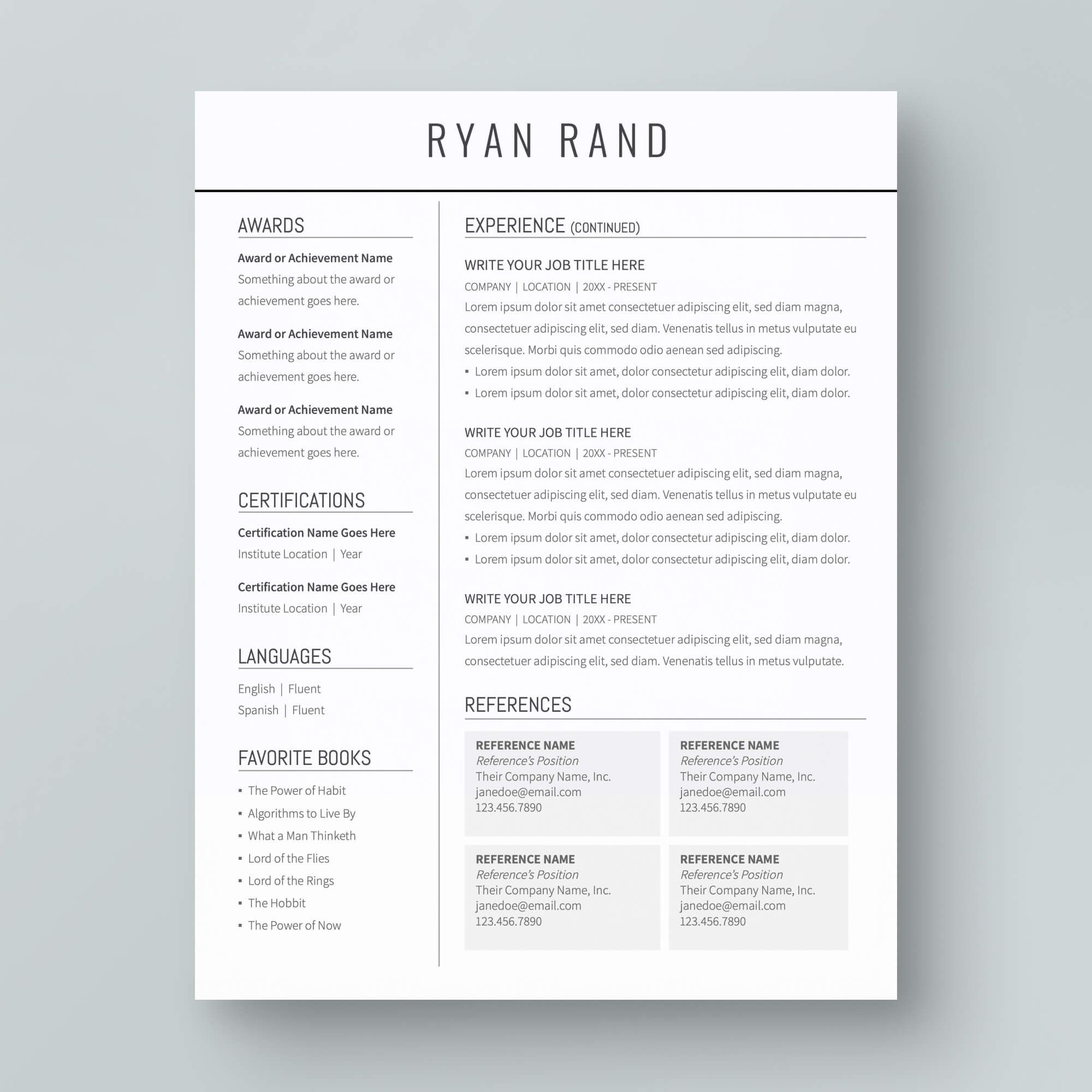 Resume Template: Ryan Rand - MioDocs