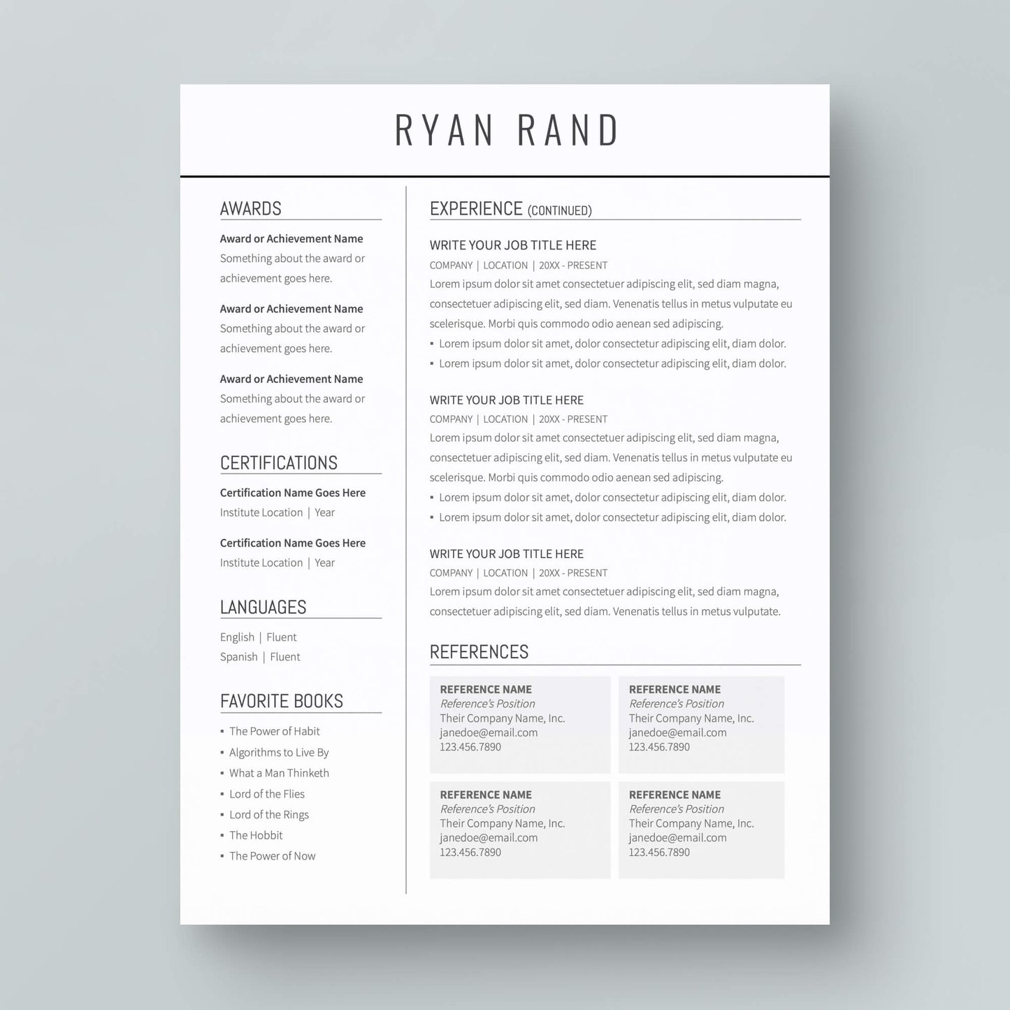 Resume Template: Ryan Rand - MioDocs