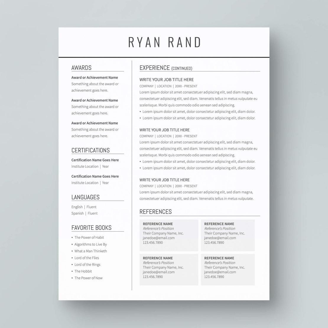 Resume Template: Ryan Rand - MioDocs