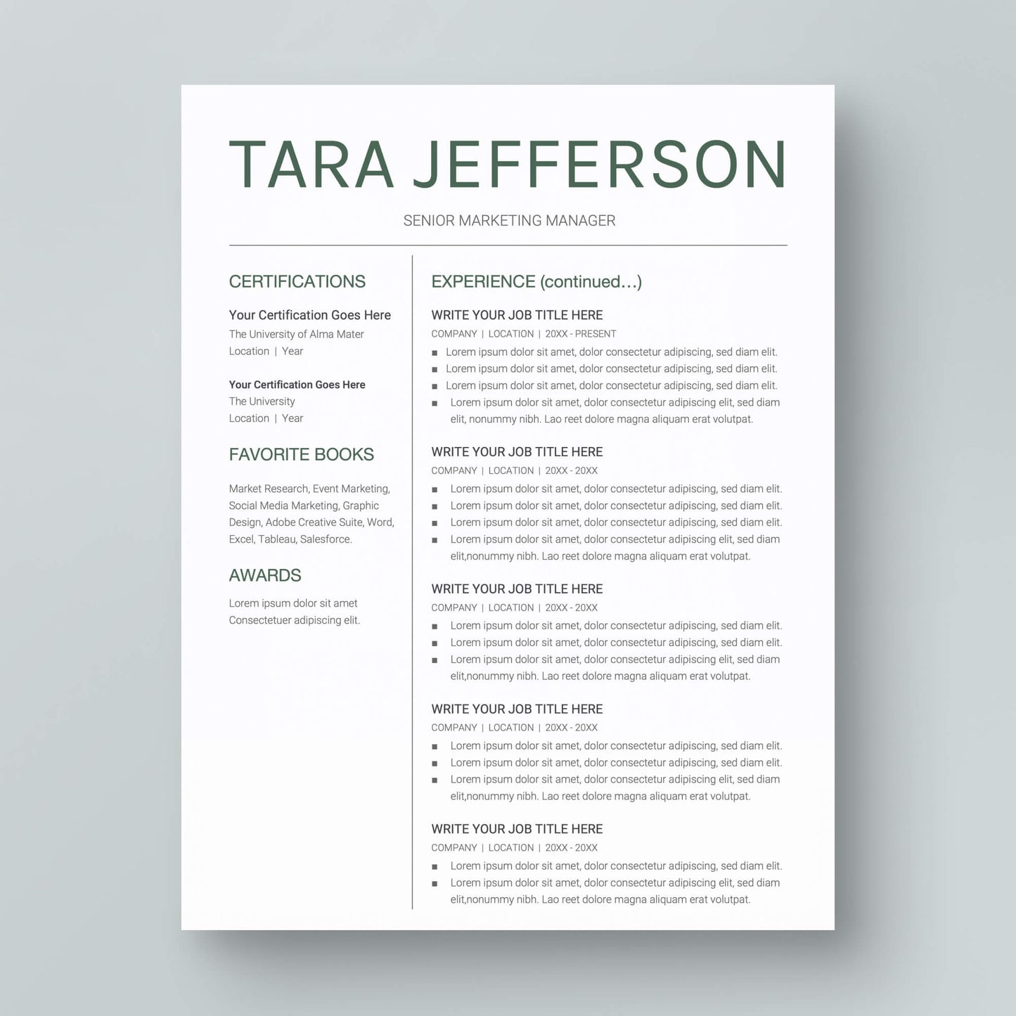 Resume Template: Tara Jefferson - MioDocs