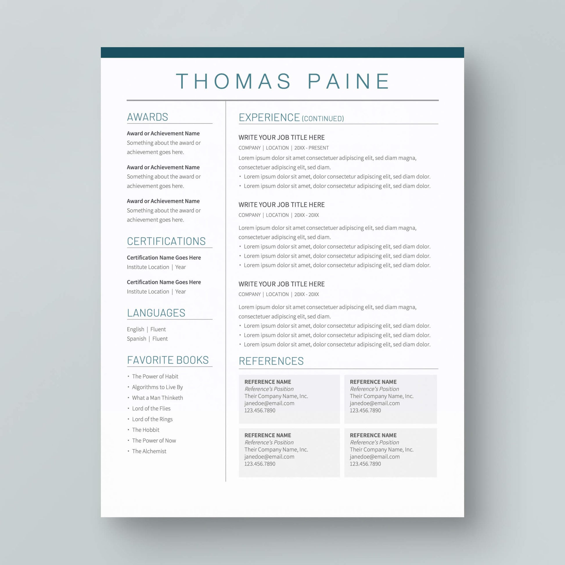 Resume Template: Thomas Paine - MioDocs