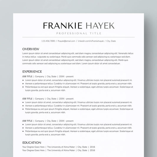 ATS-friendly Resume Template: Frankie Hayek - MioDocs