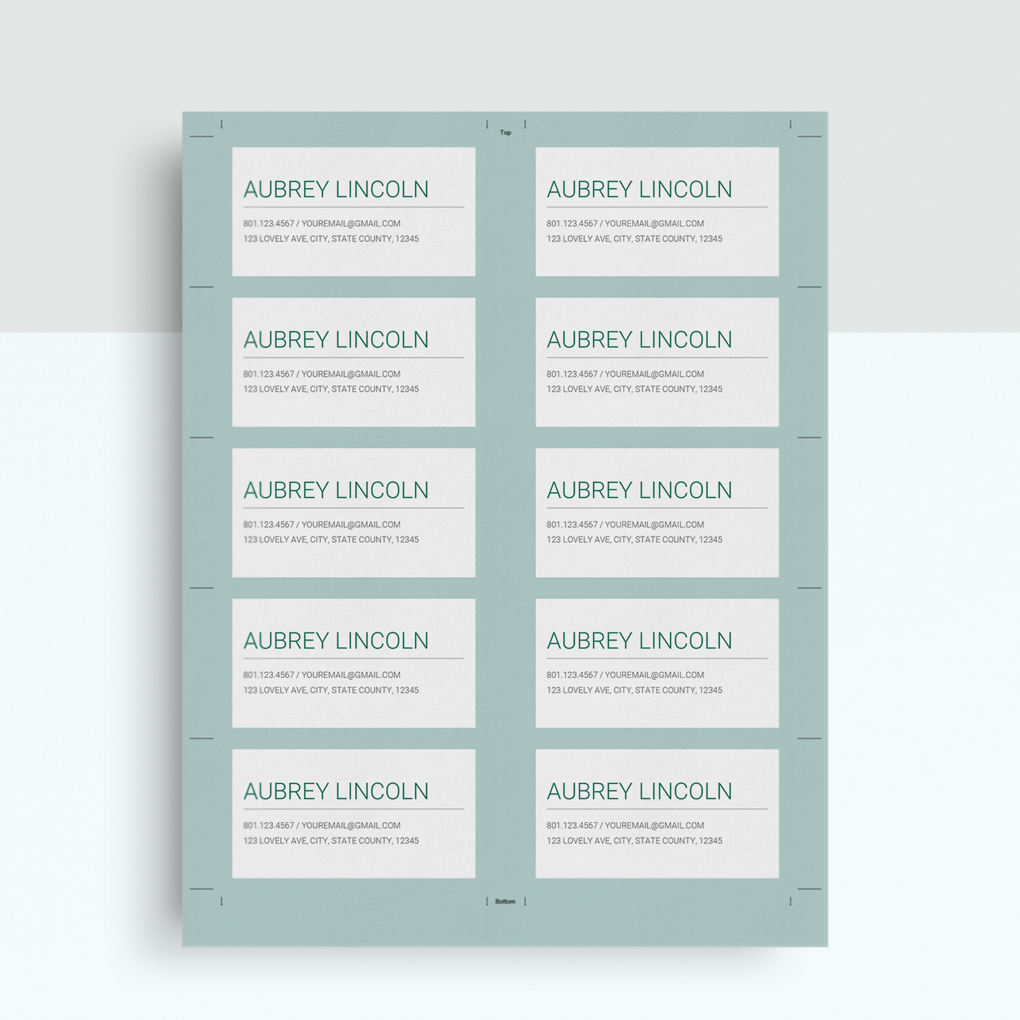 Aubrey Lincoln | Google Docs Professional Business Cards Template - MioDocs