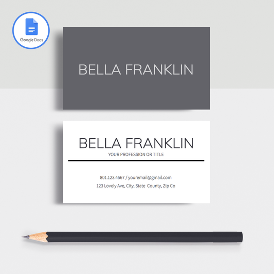 Bella Franklin | Google Docs Professional Business Cards Template - MioDocs