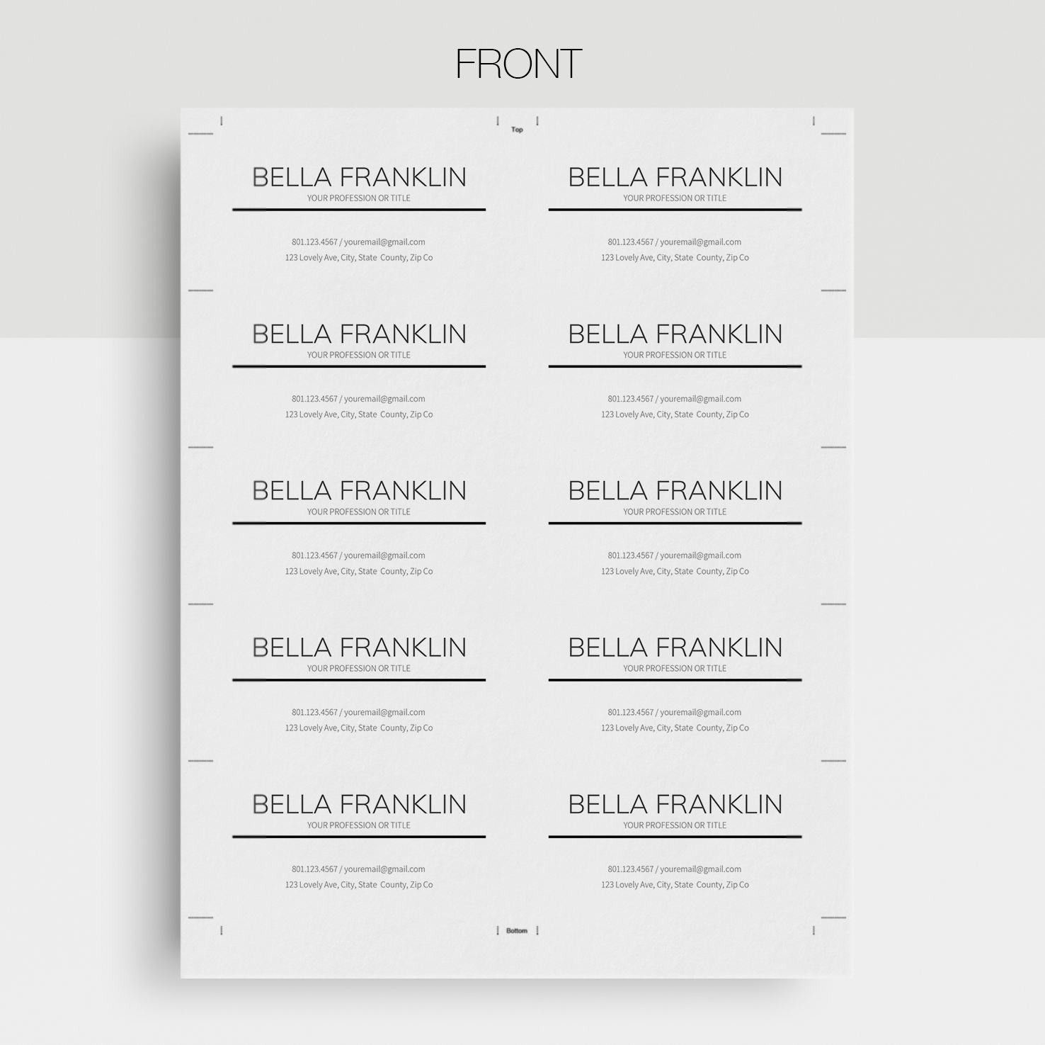 Bella Franklin | Google Docs Professional Business Cards Template - MioDocs