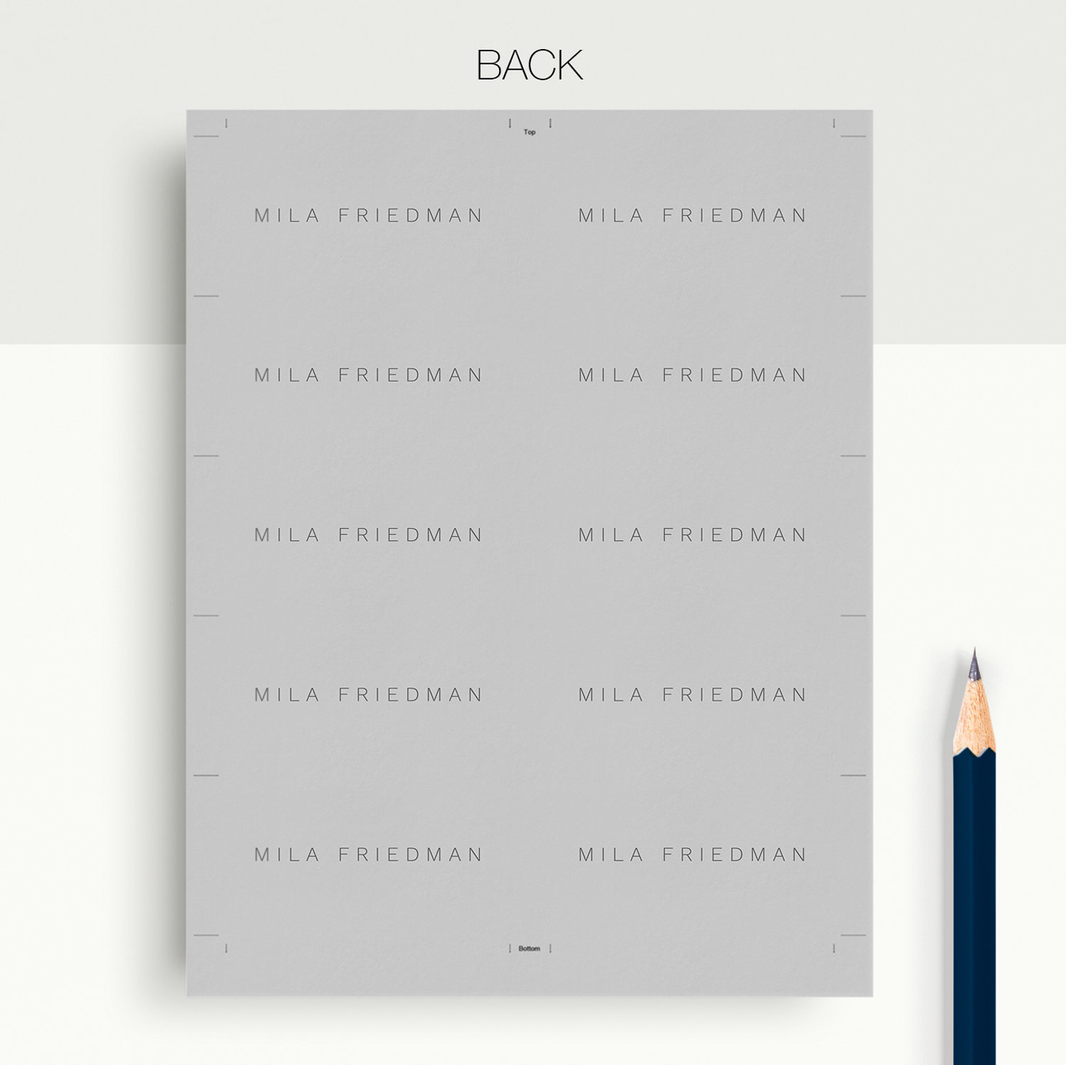 Mila Friedman | Google Docs Professional Business Cards Template - MioDocs