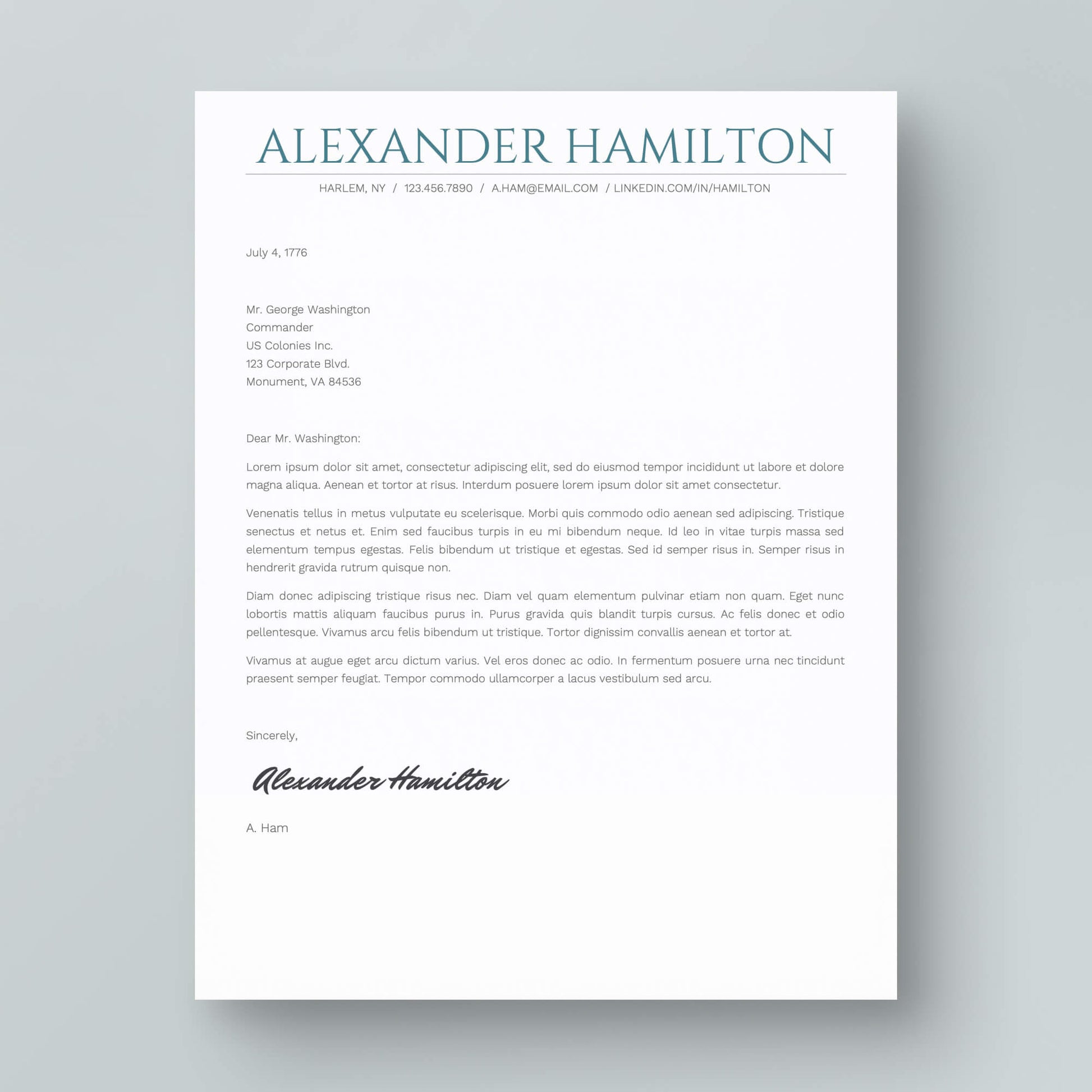 Resume Template: Alexander Hamilton - MioDocs