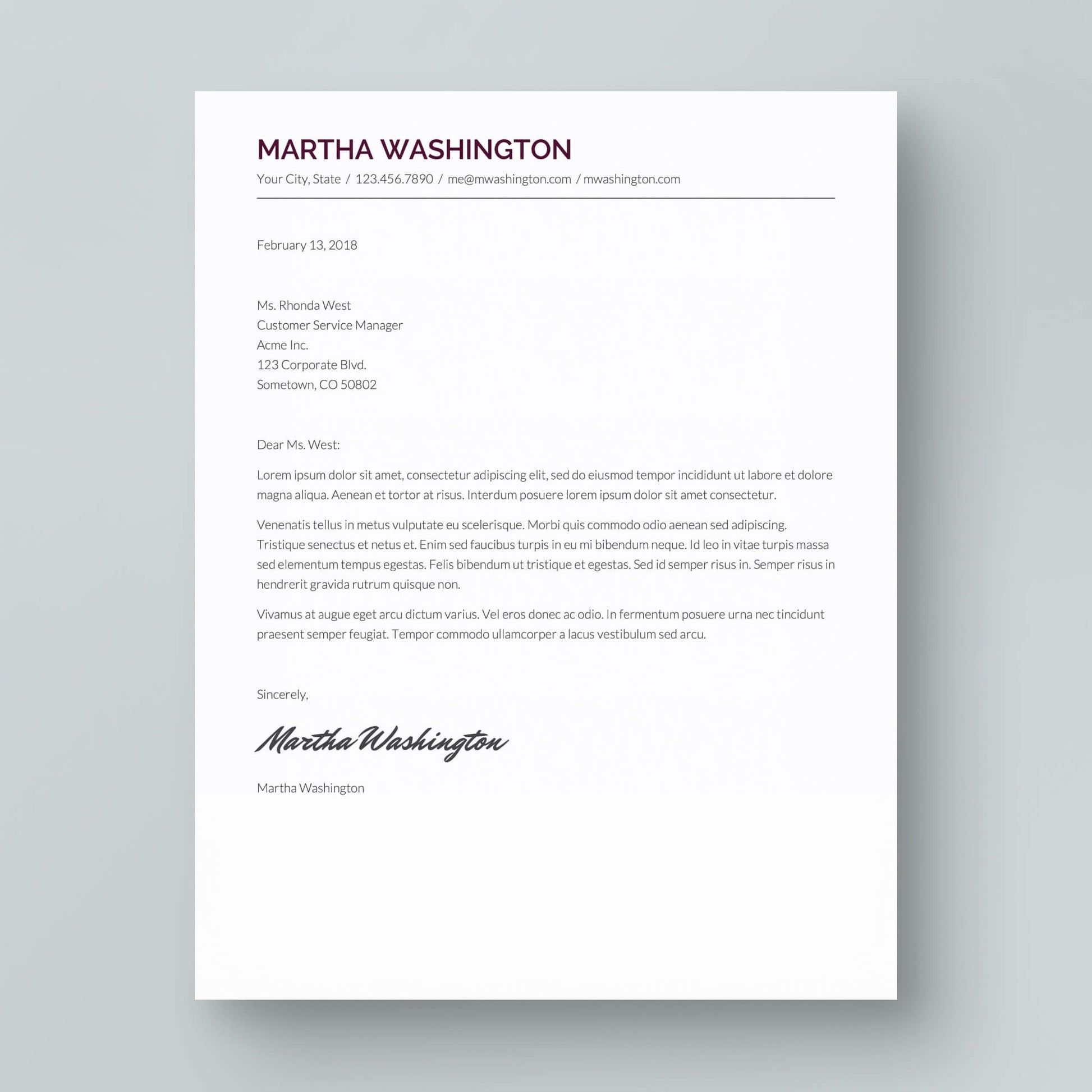Resume Template: Martha Washington - MioDocs