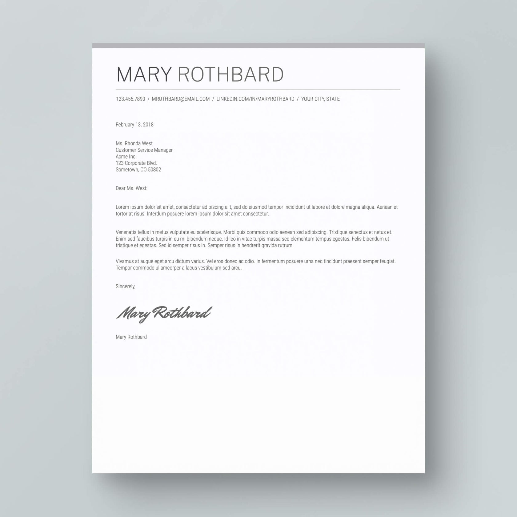 Google Docs Resume Template: Mary Rothbard by MioDocs