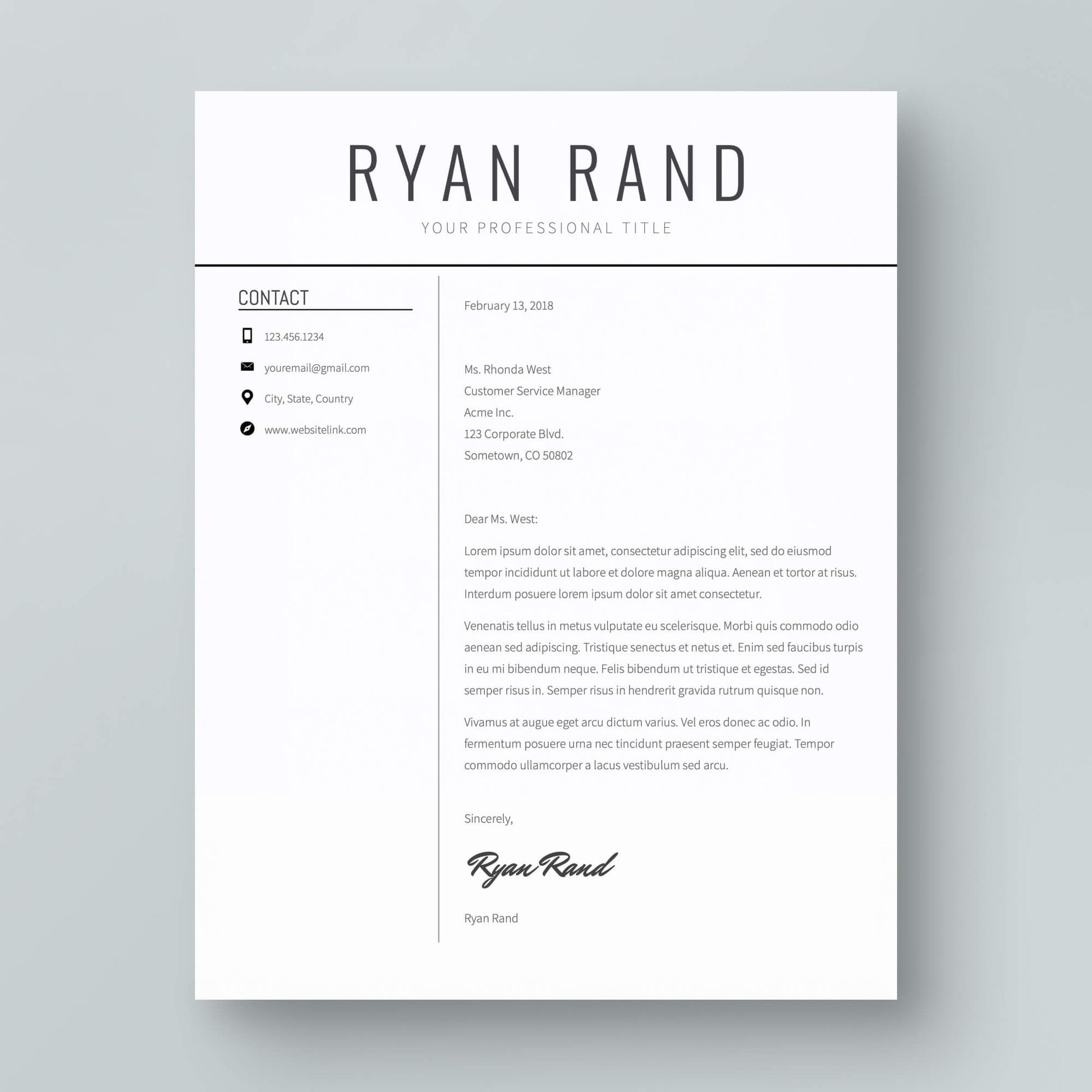 Resume Template: Ryan Rand - MioDocs