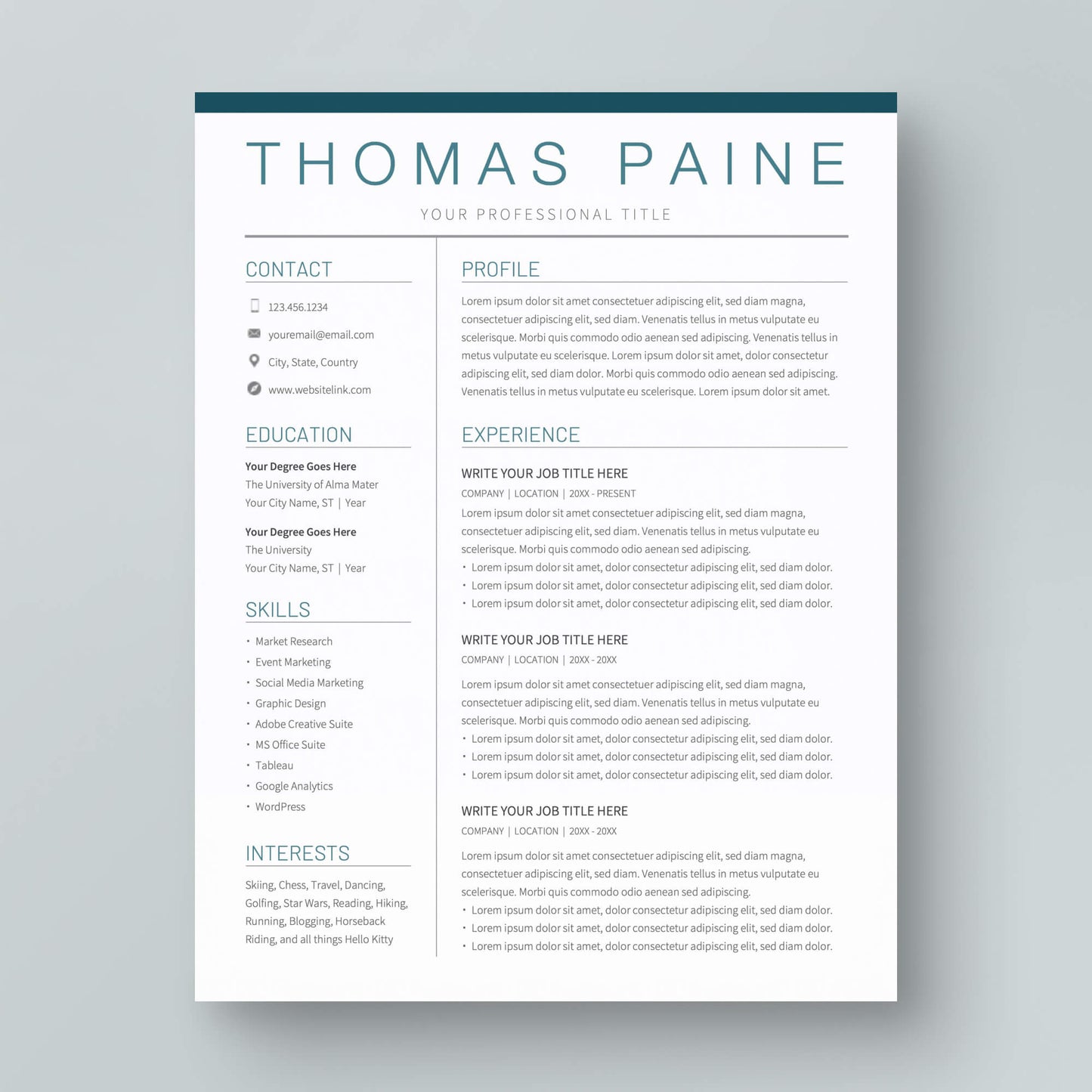 Resume Template: Thomas Paine - MioDocs