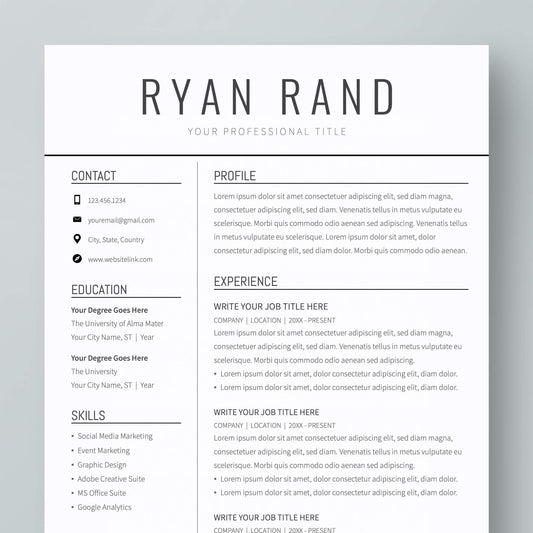 Resume Template: Ryan Rand - MioDocs