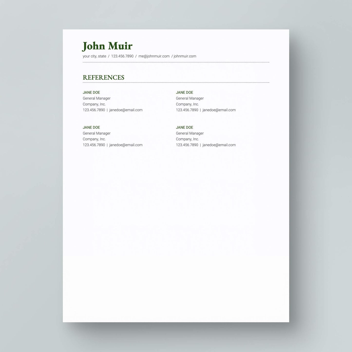 Resume Template: John Muir - MioDocs