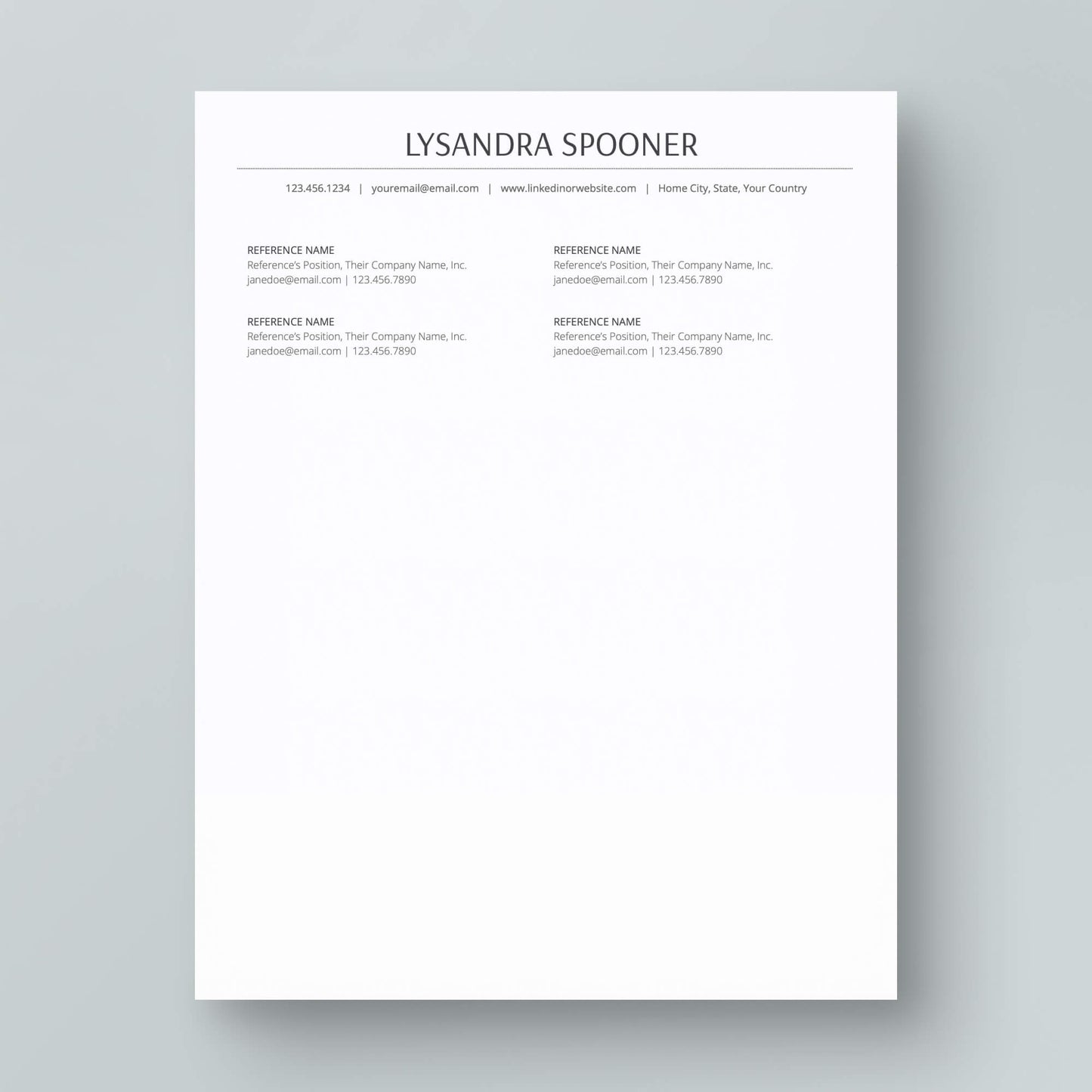 Resume Template: Lysandra Spooner - MioDocs